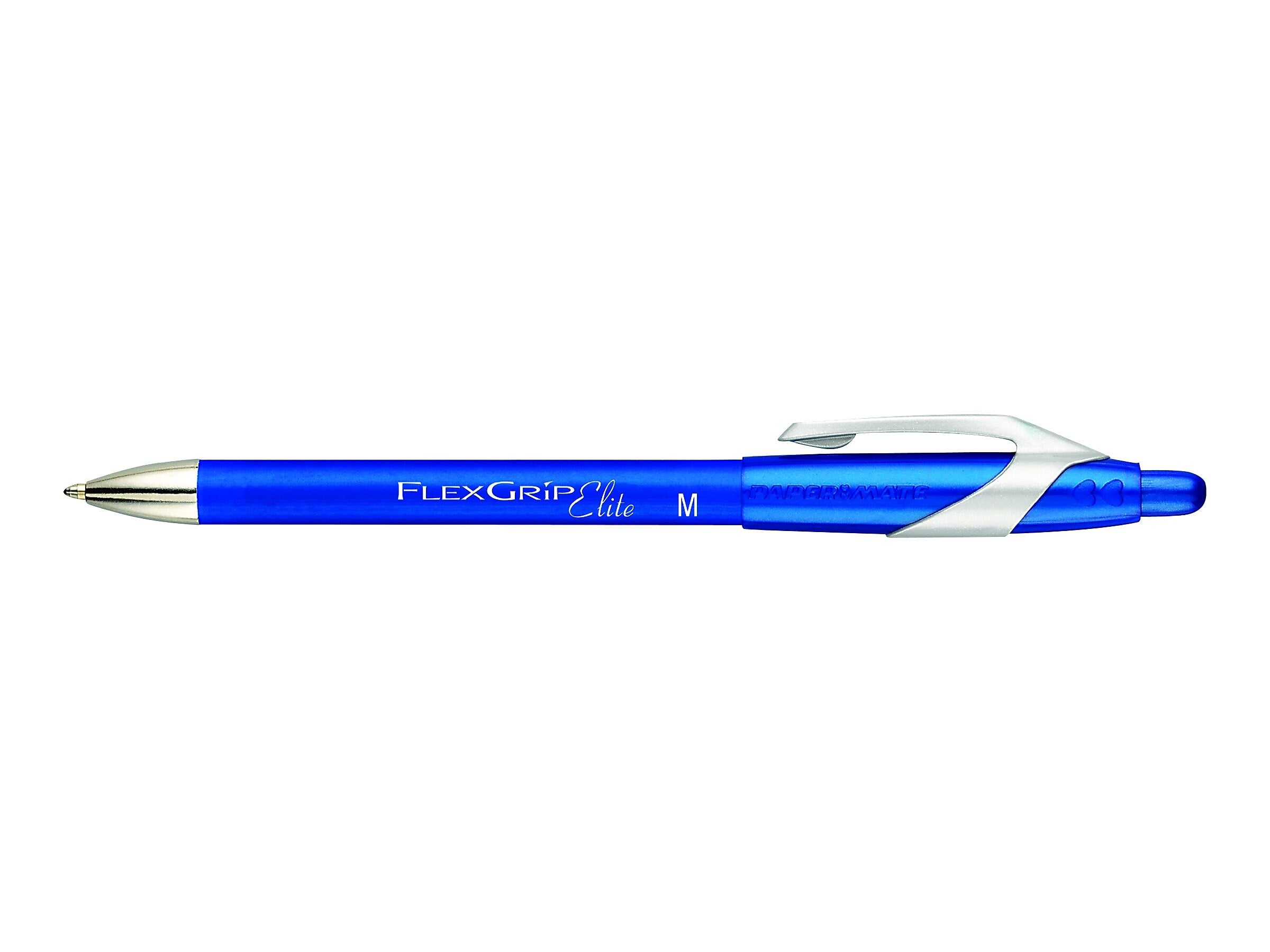 Paper Mate FlexGrip Elite Retractable Ballpoint Pen, Medium Point, Blue Ink, Dozen