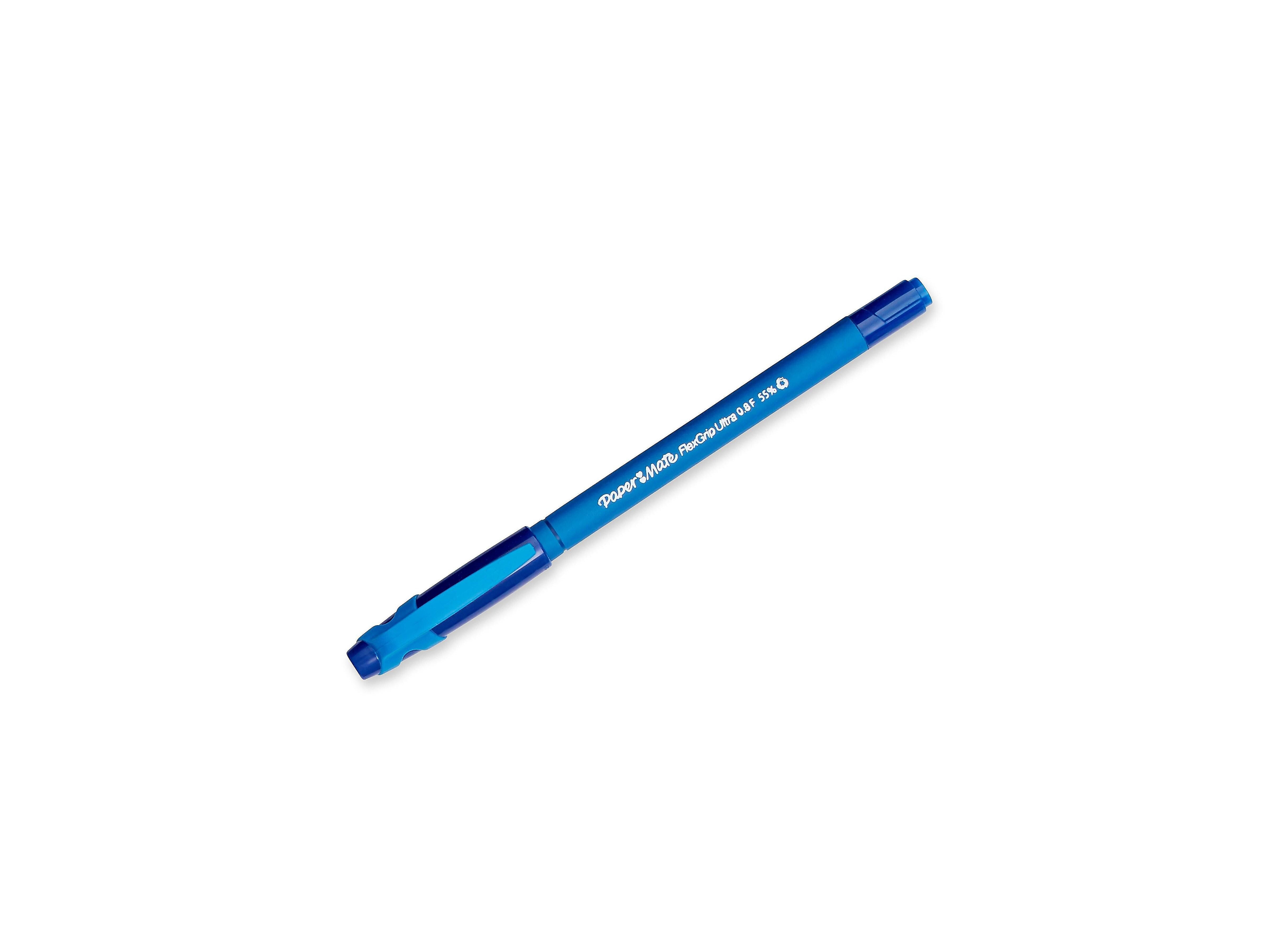 Paper Mate FlexGrip Ultra Ballpoint Pen, Fine Point, Blue Ink, Dozen