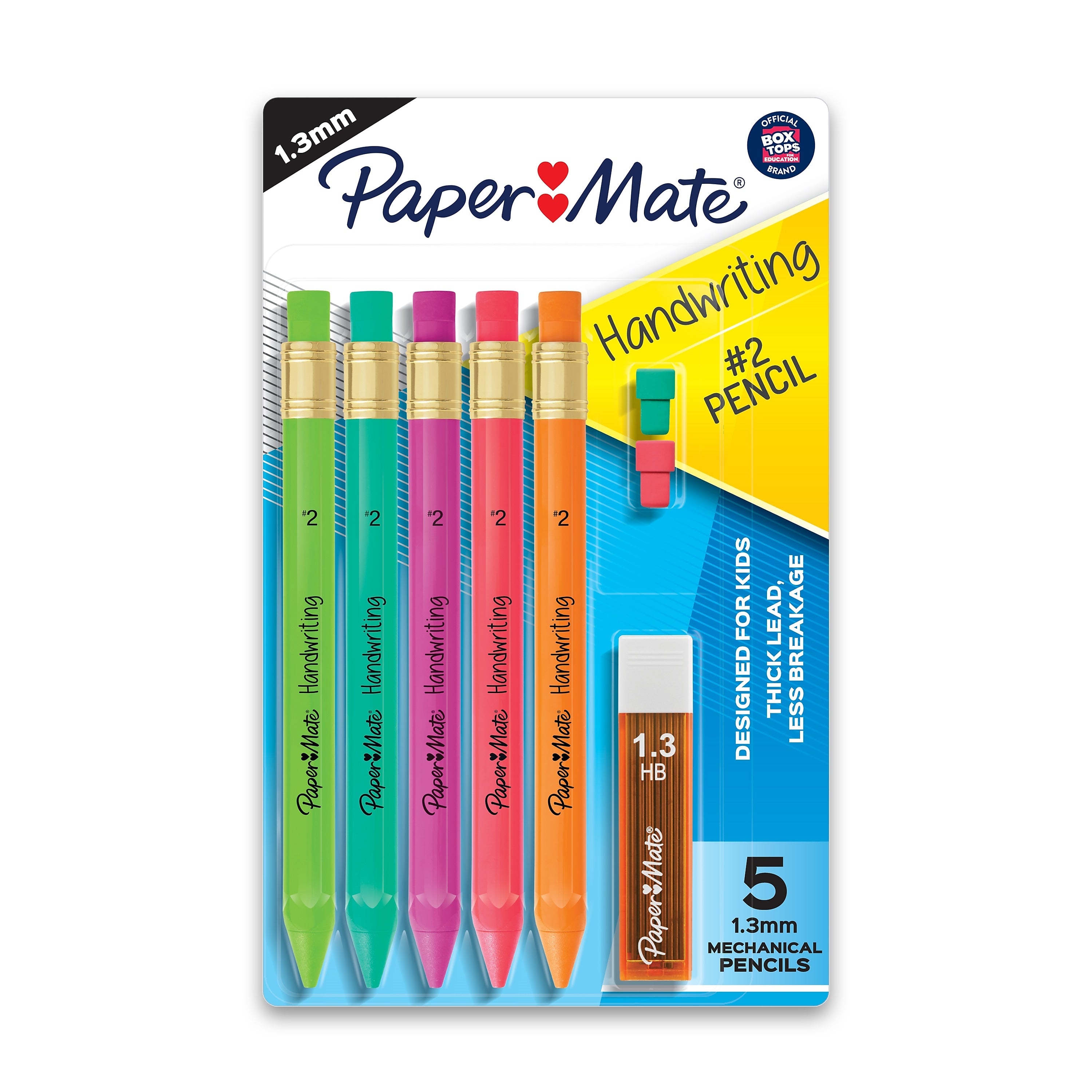 Paper Mate Handwriting Mechanical Pencil, 1.3mm, #2 Medium Lead, 5/Pack
