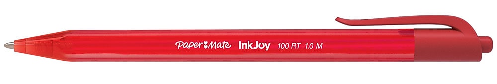 Paper Mate InkJoy 100 Retractable Ballpoint Pen, Medium Point, Red Ink, 12/Pack