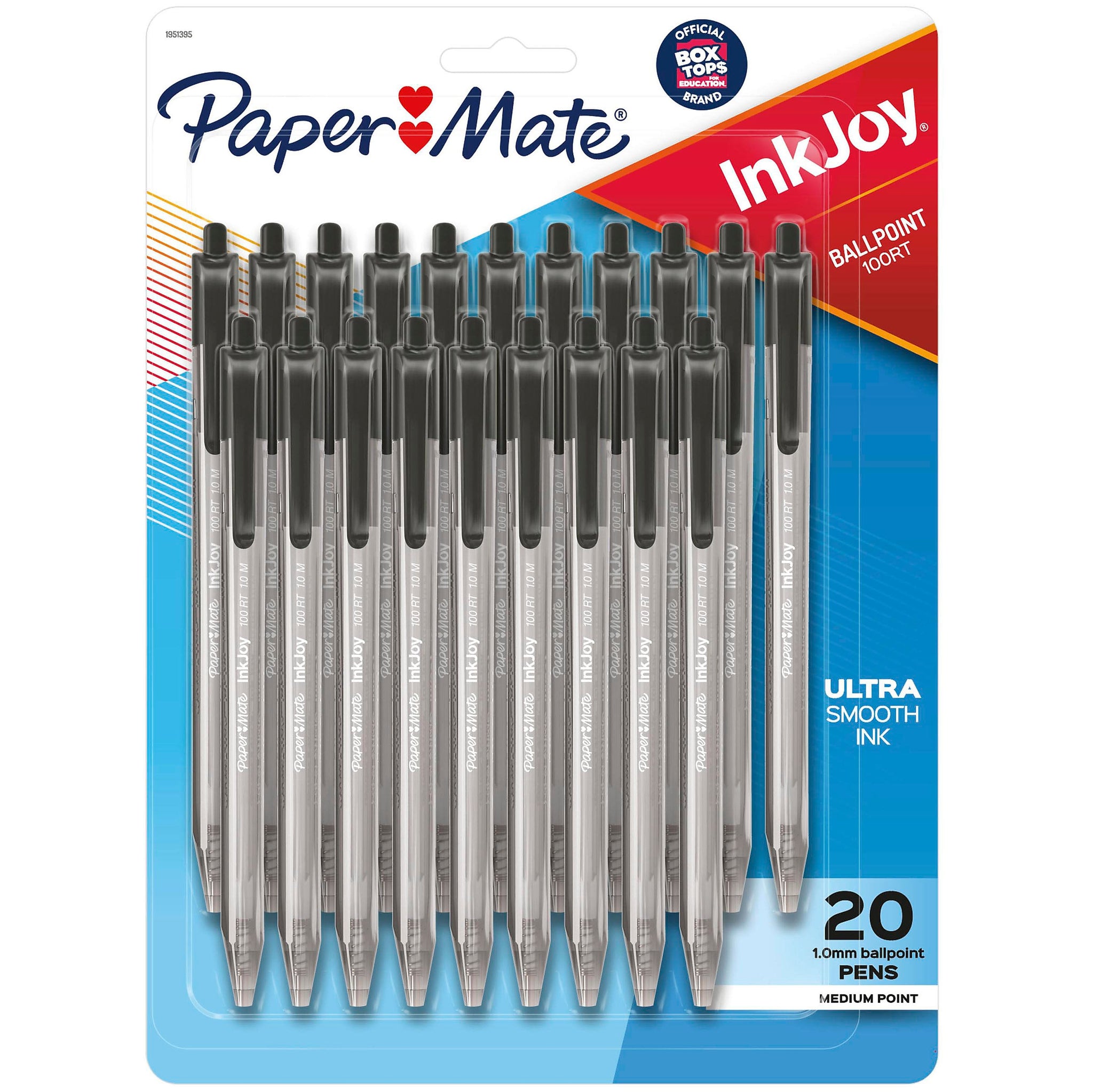 Paper Mate InkJoy 100 RT Retractable Ballpoint Pen, Medium Point, Black Ink, 20/Pack