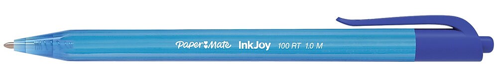 Paper Mate InkJoy 100 RT Retractable Ballpoint Pen, Medium Point, Blue Ink, Dozen