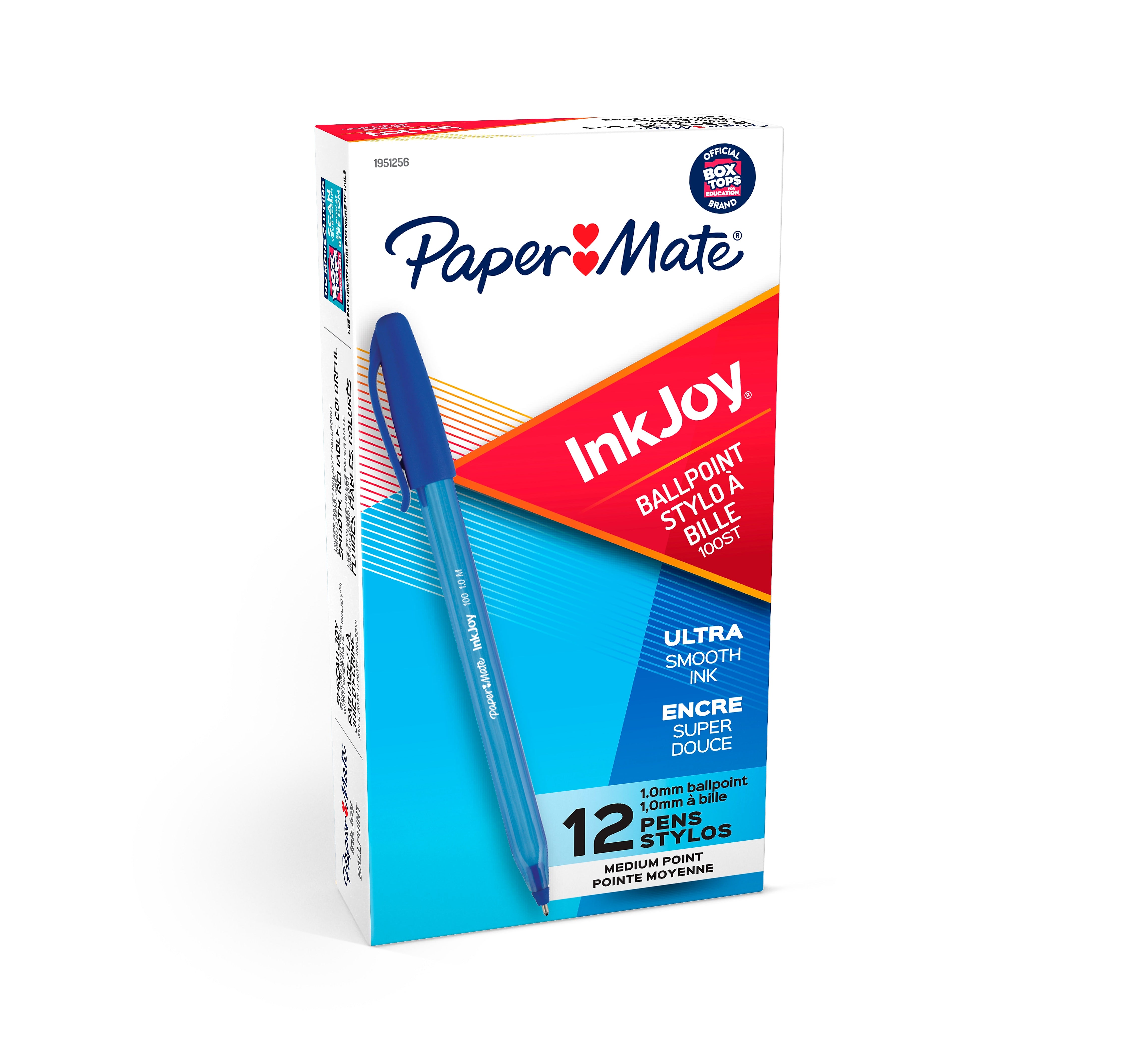 Paper Mate InkJoy 100 ST Ballpoint Pen, Medium Point, Blue Ink, Dozen