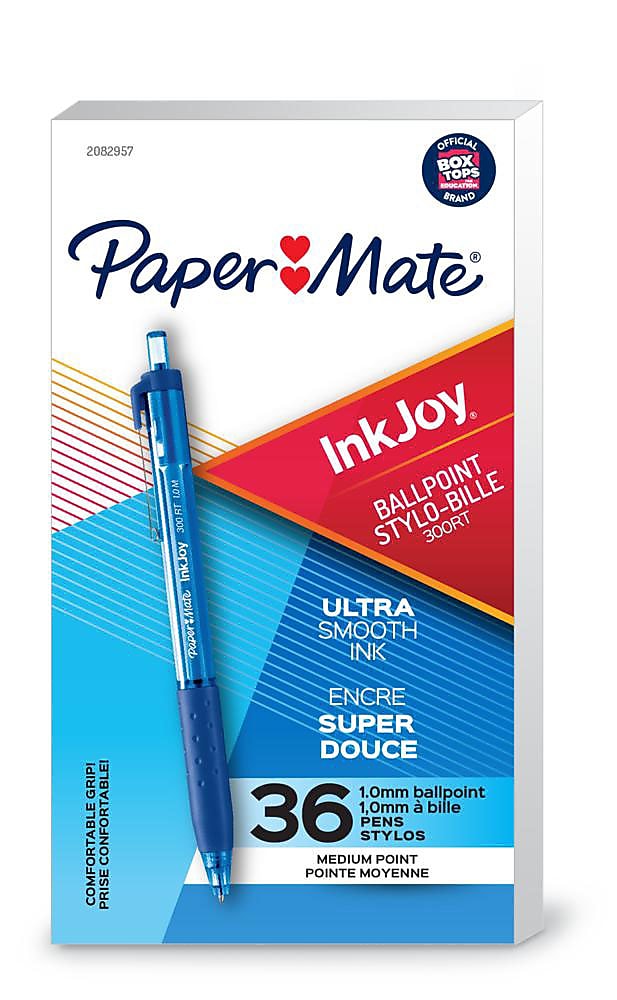 Paper Mate InkJoy 300 RT Retractable Ballpoint Pen, Medium Point, Blue Ink, 36/Pack