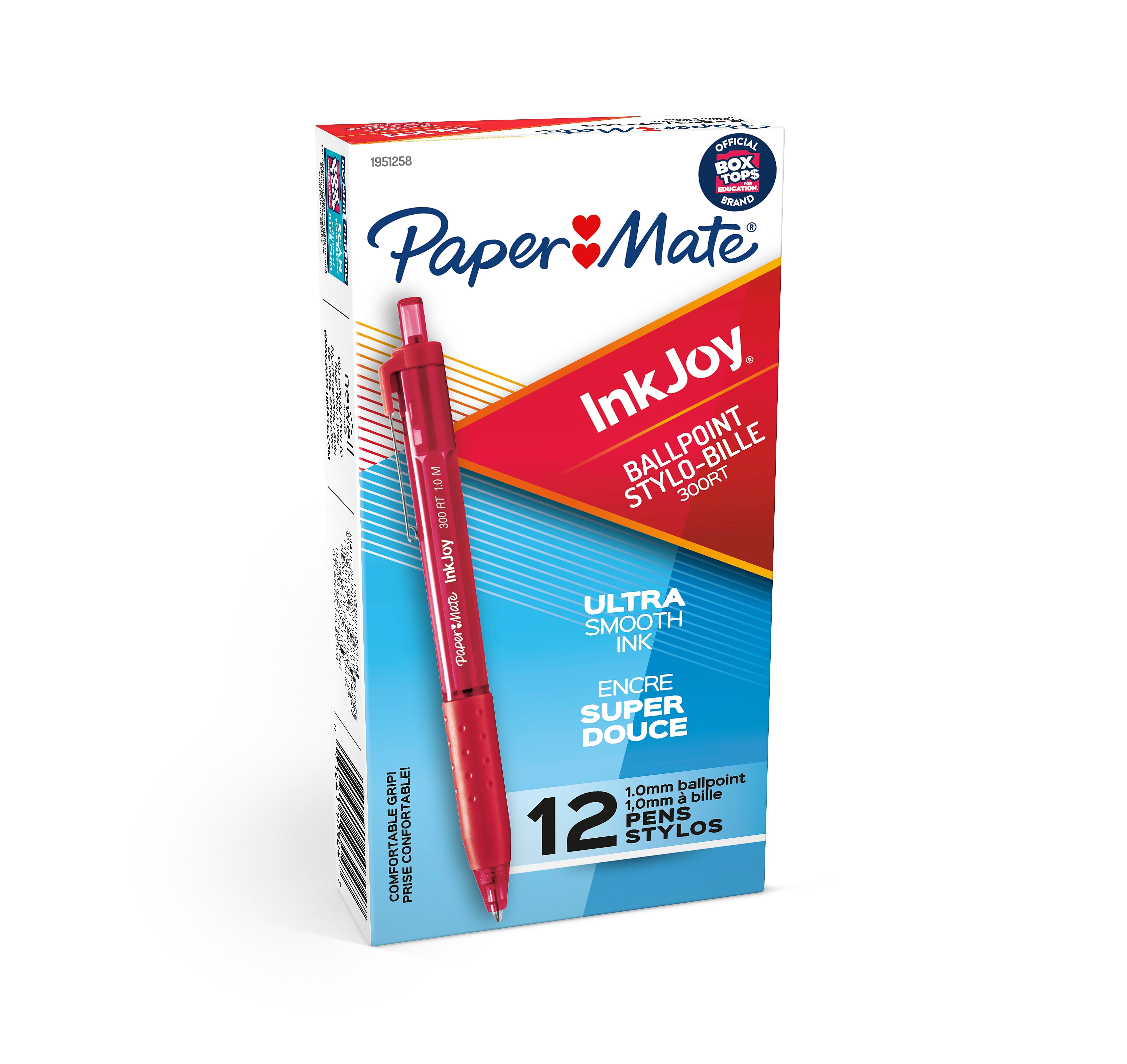 Paper Mate InkJoy 300 RT Retractable Ballpoint Pen, Medium Point, Red Ink, Dozen