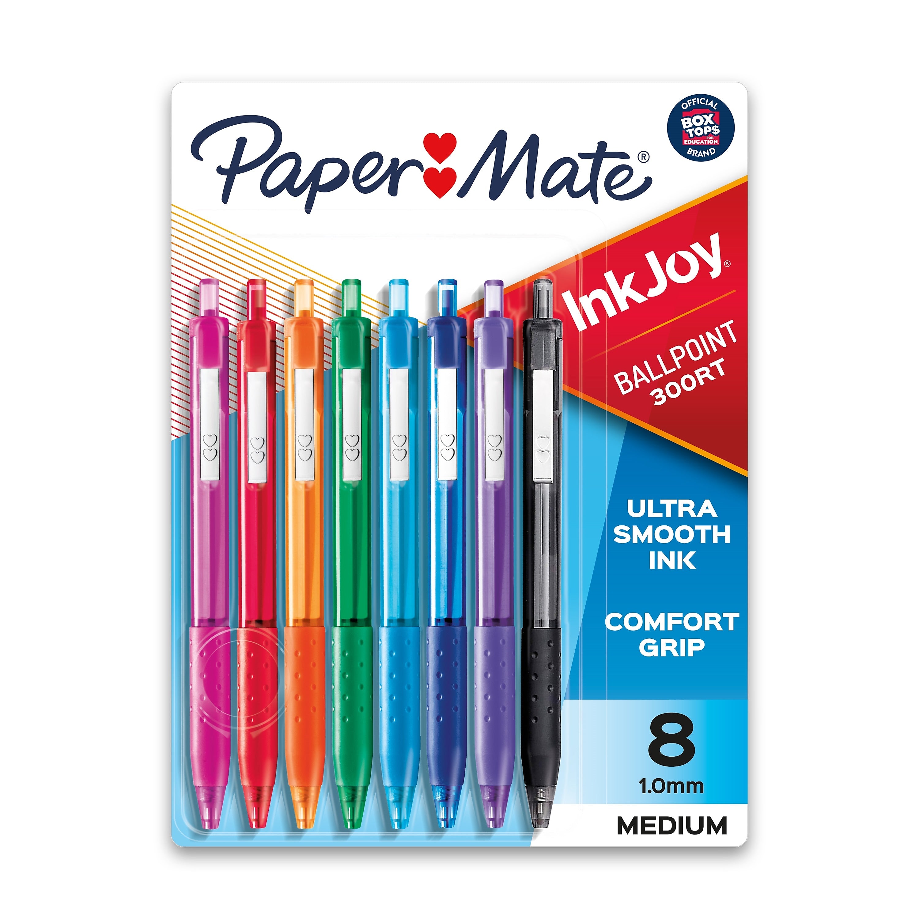 Paper Mate InkJoy 300RT Retractable Ballpoint Pen, Medium Point, Assorted Ink, 8/Pack