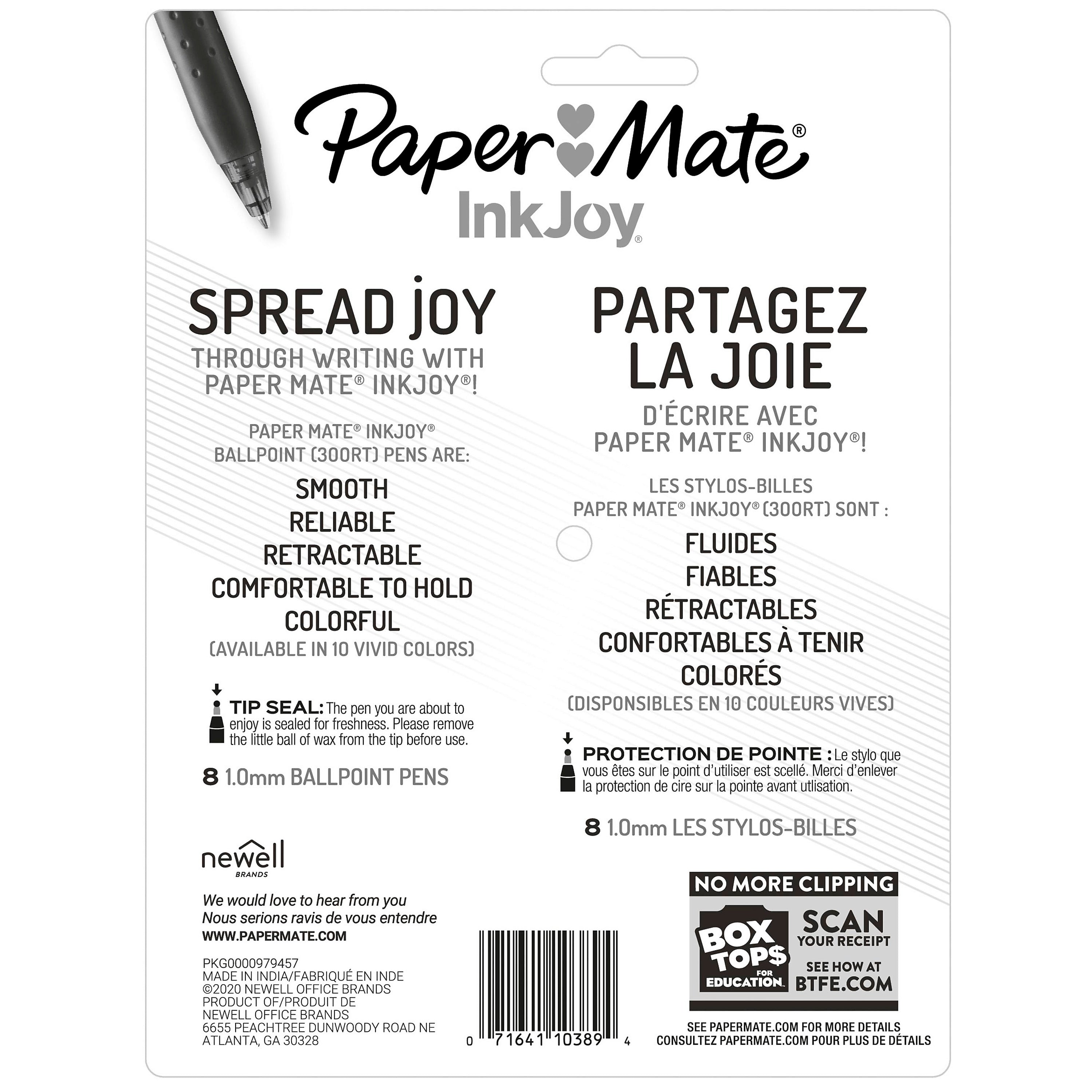 Paper Mate InkJoy 300RT Retractable Ballpoint Pen, Medium Point, Assorted Ink, 8/Pack