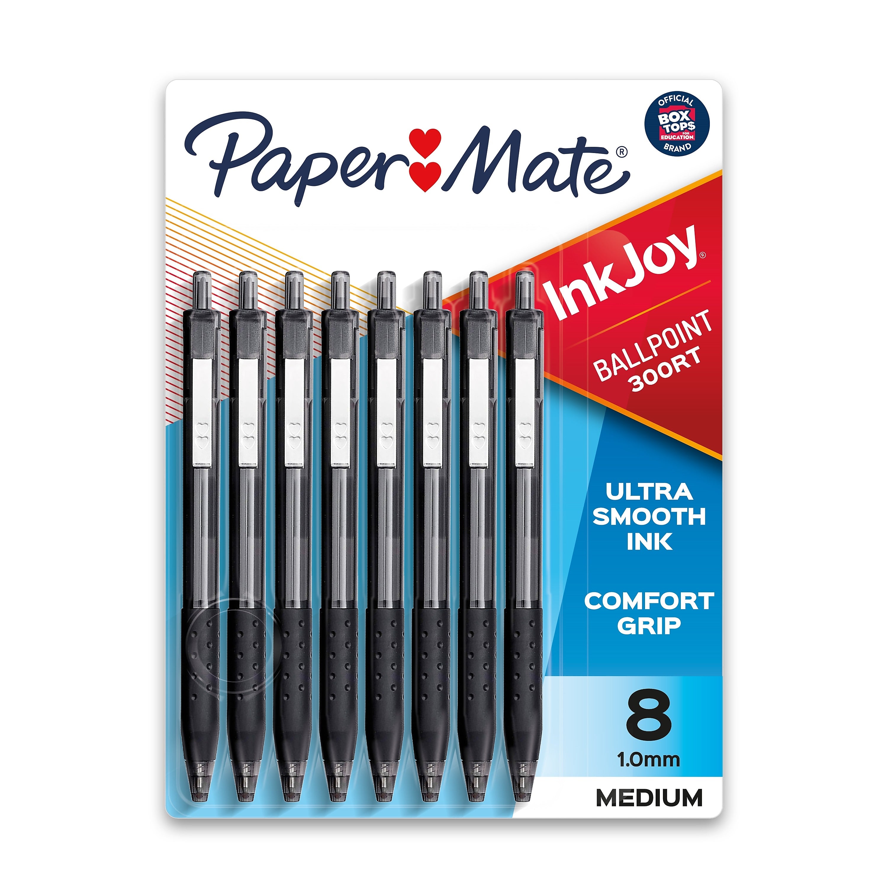Paper Mate InkJoy 300RT Retractable Ballpoint Pen, Medium Point, Black Ink, 8/Pack