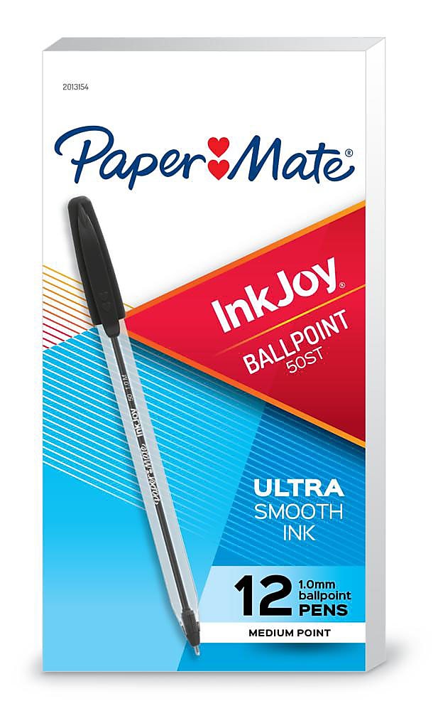 Paper Mate InkJoy 50ST Ballpoint Pen, Medium Point, Black Ink, Dozen