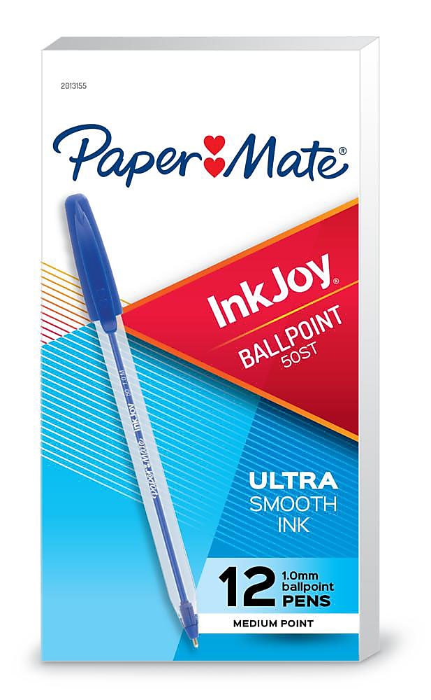 Paper Mate InkJoy 50ST Ballpoint Pen, Medium Point, Blue Ink, Dozen