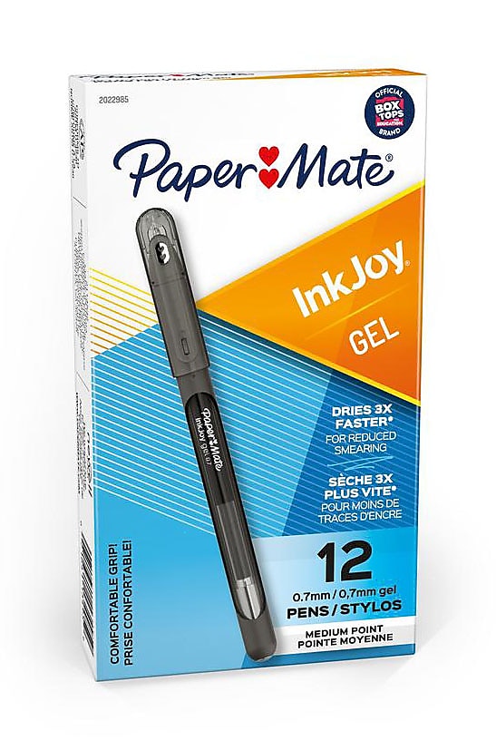 Paper Mate InkJoy Gel Pen, Medium Point, Black Ink, Dozen