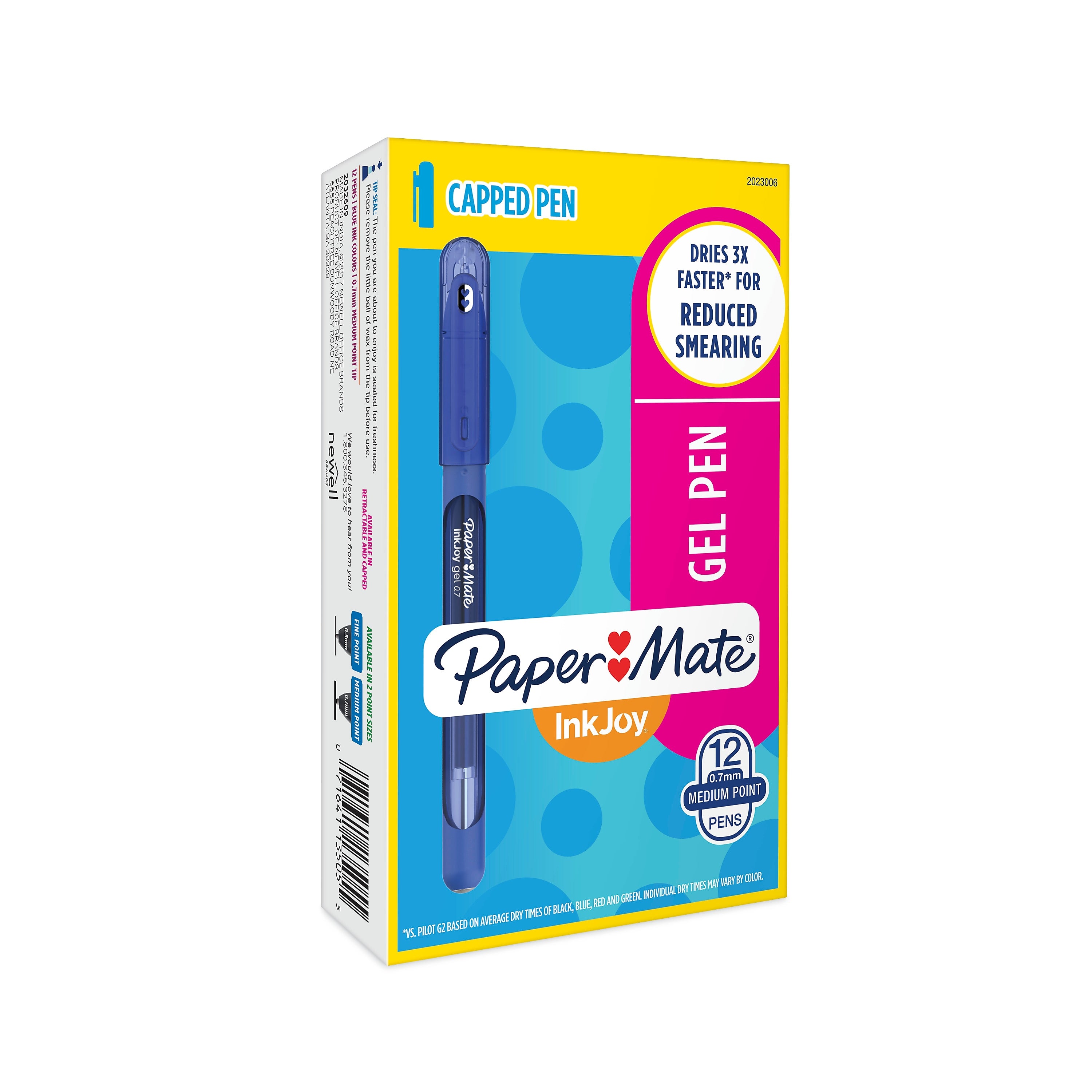 Paper Mate InkJoy Gel Pens, Medium Point, Dark Blue Ink, Dozen