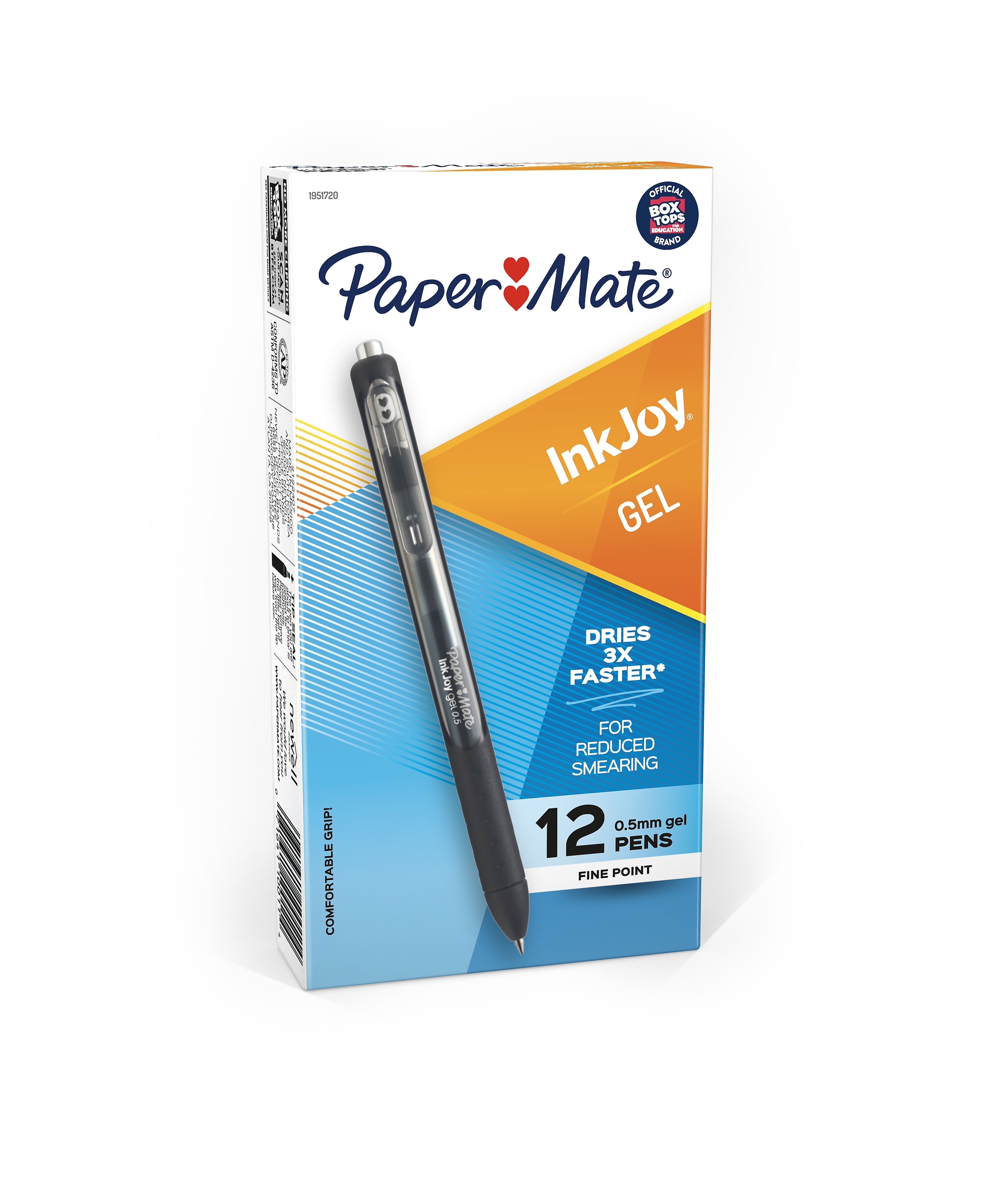 Paper Mate InkJoy Retractable Gel Pen, Fine Point, Black Ink, Dozen