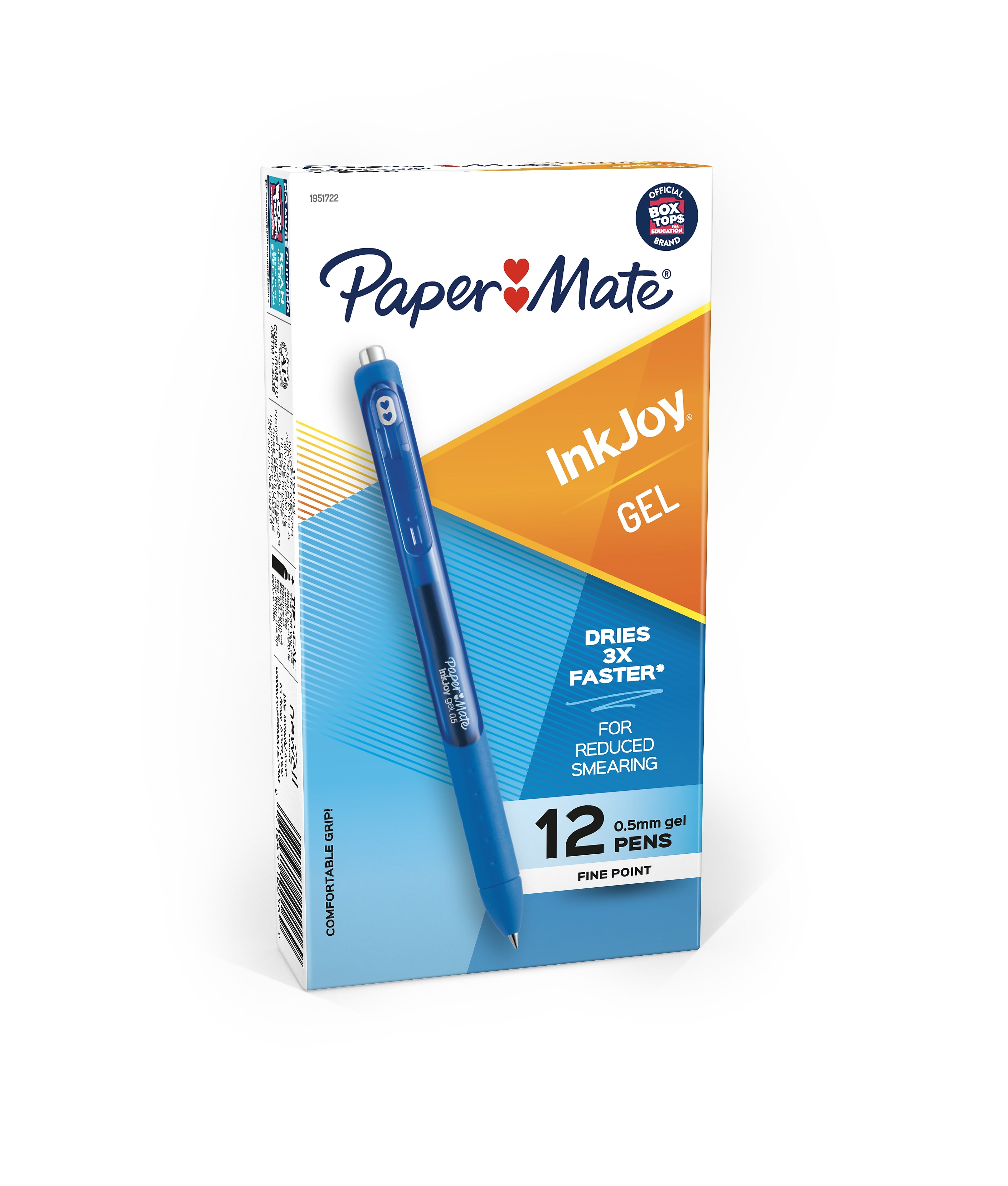 Paper Mate InkJoy Retractable Gel Pen, Fine Point, Blue Ink, Dozen