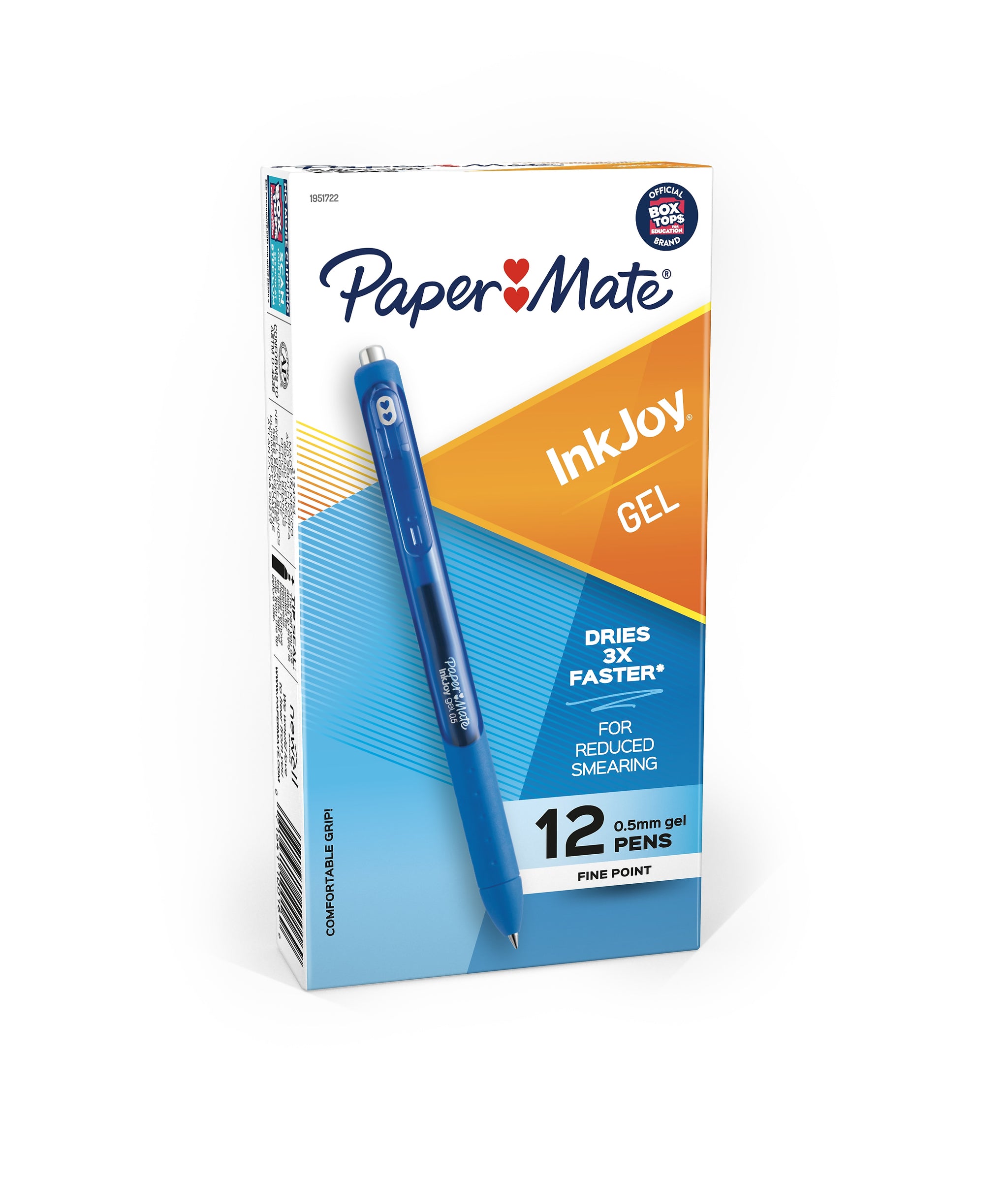 Paper Mate InkJoy Retractable Gel Pen, Fine Point, Blue Ink, Dozen