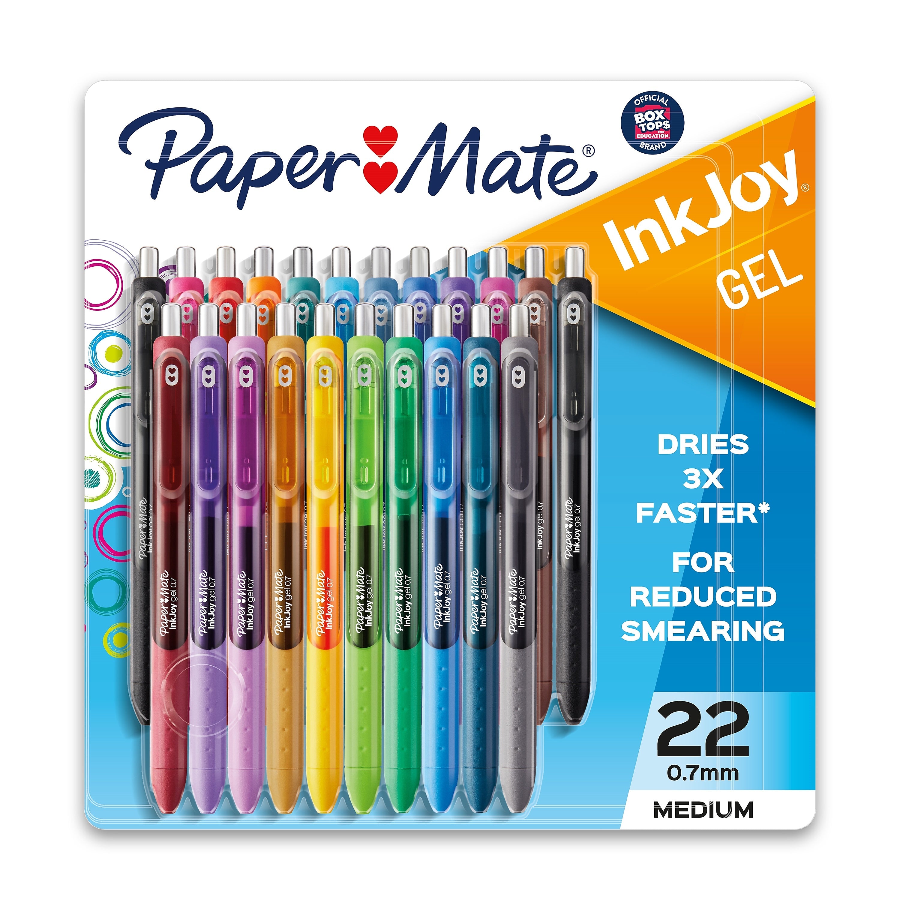 Paper Mate InkJoy Retractable Gel Pen, Medium Point, 0.7mm, Assorted Ink, 22/Pack