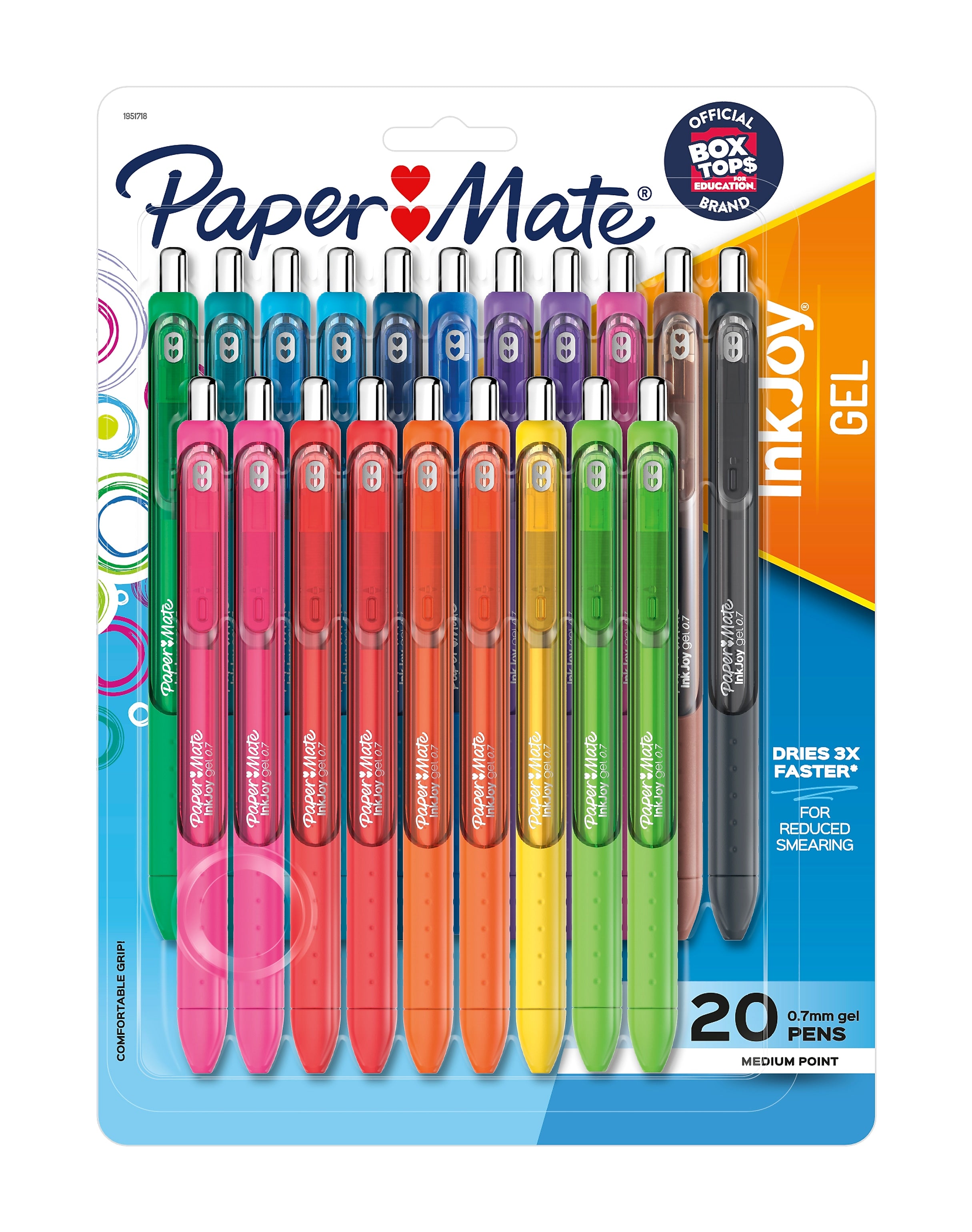 Paper Mate InkJoy Retractable Gel Pen, Medium Point, Assorted Ink, 20/Pack