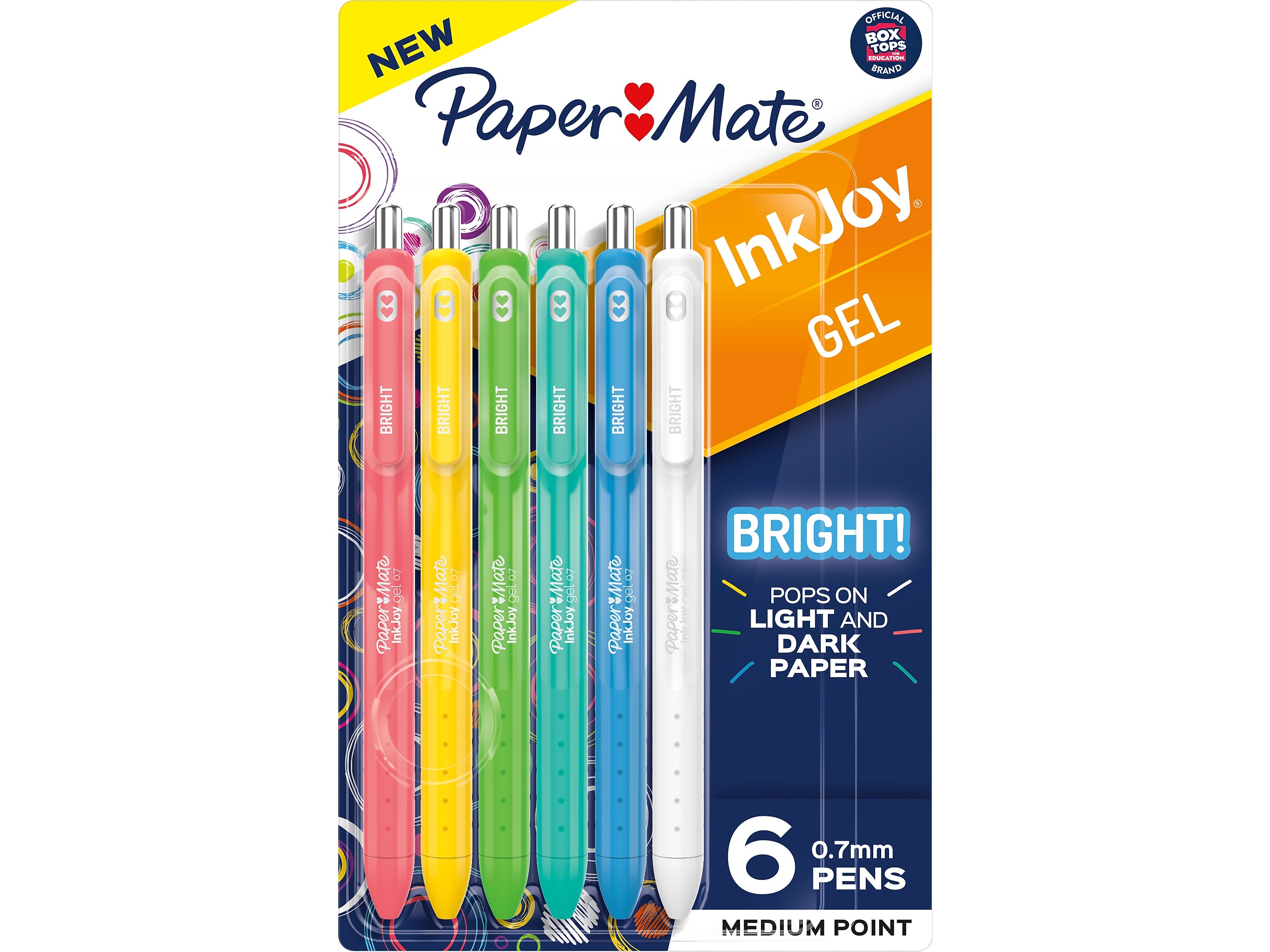 Paper Mate InkJoy Retractable Gel Pens, Medium Point, 0.7mm, Assorted Inks, 6/Pack