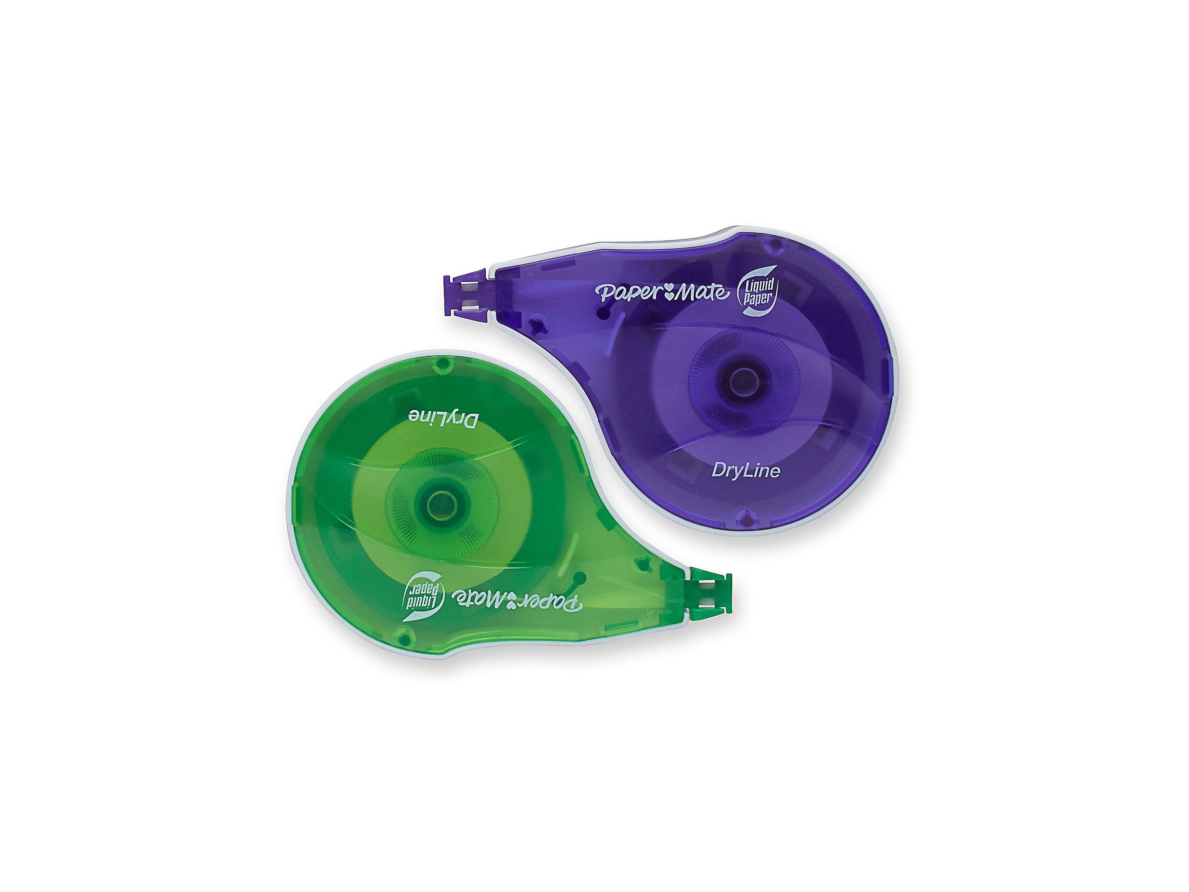 Paper Mate Mate Liquid Paper DryLine Correction Tape, White, 2/Pack