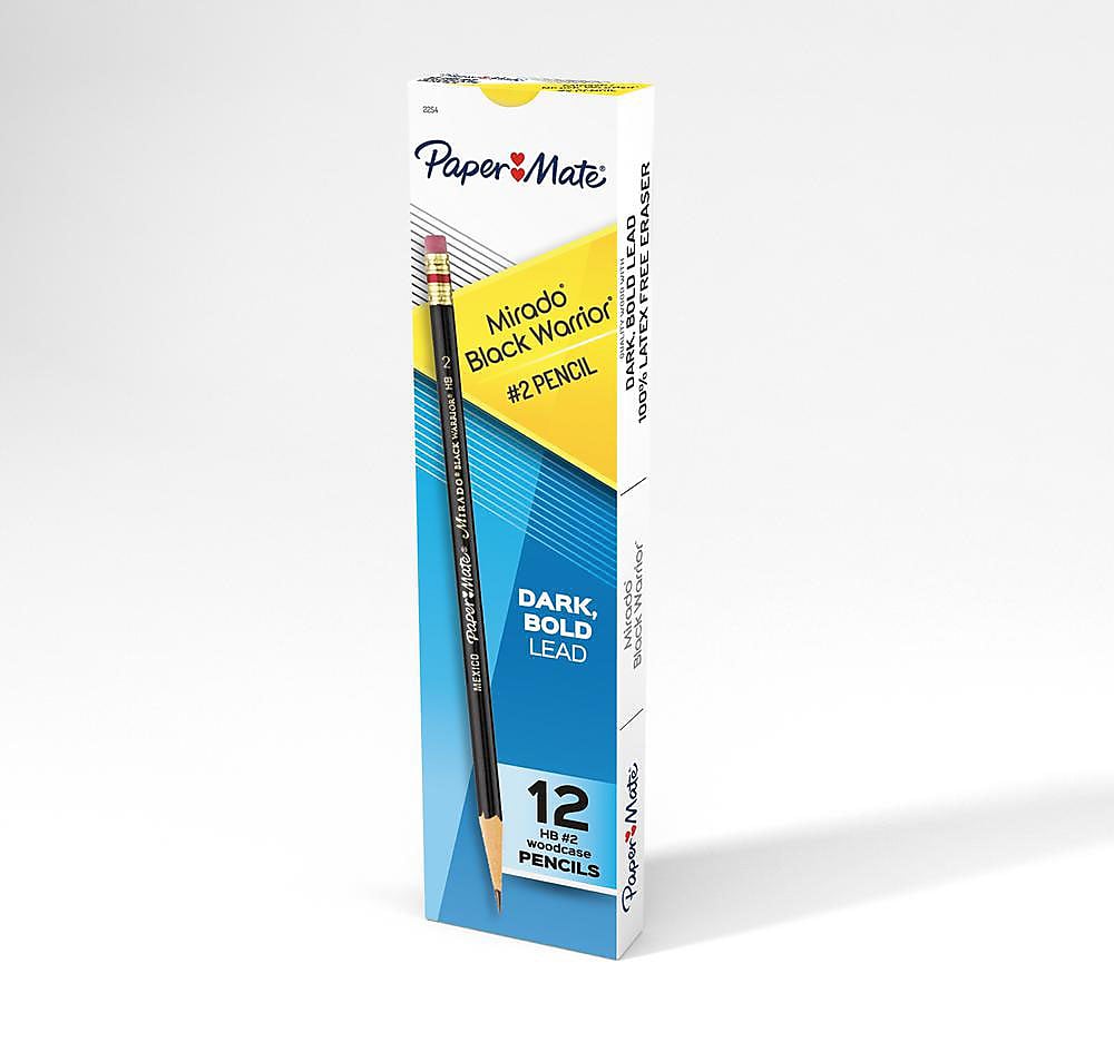 Paper Mate Mirado Black Warrior Wooden Pencil, 2.2mm, #2 Soft Lead, Dozen