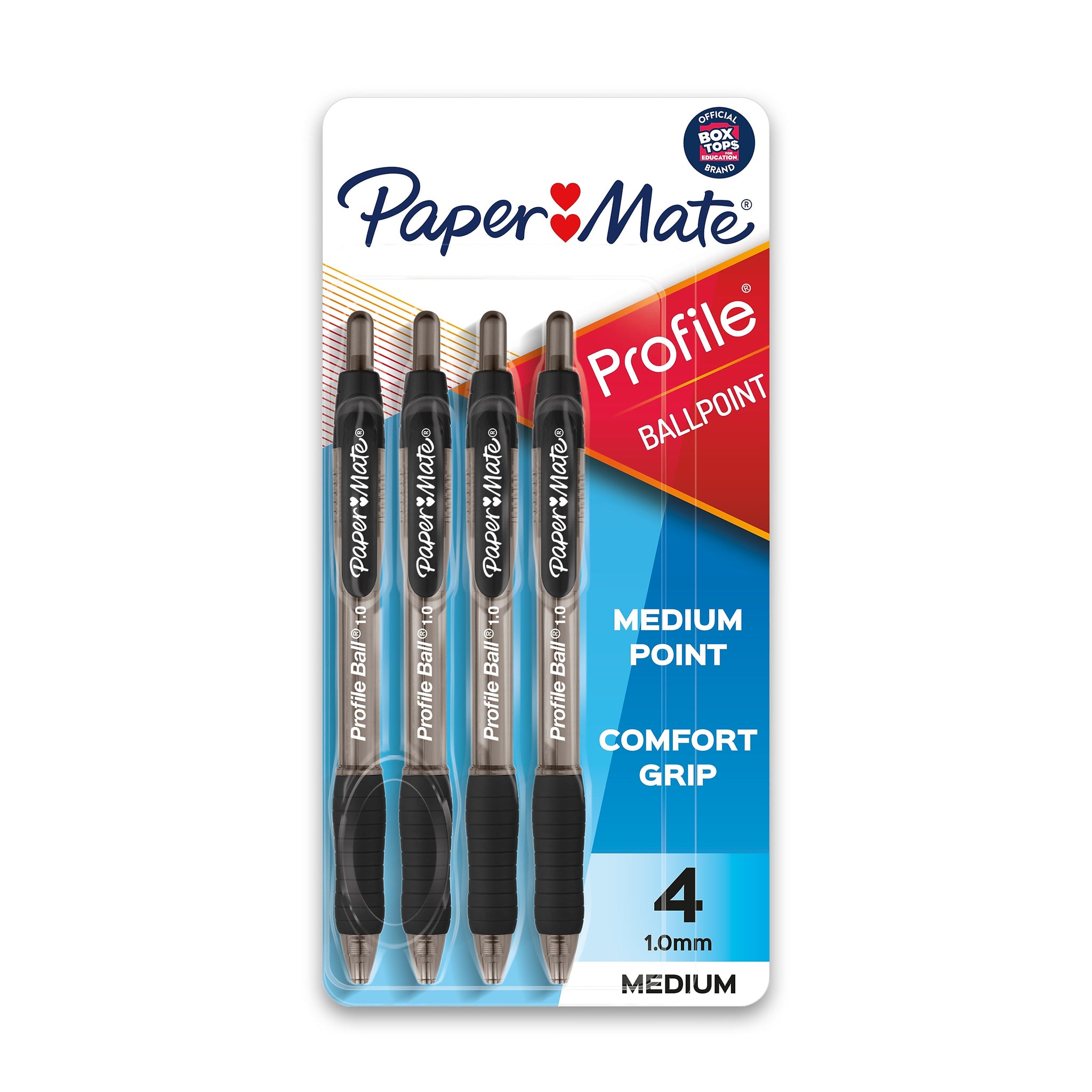 Paper Mate Profile Ballpoint Pen, Medium Point, Black Ink, 4 Pack
