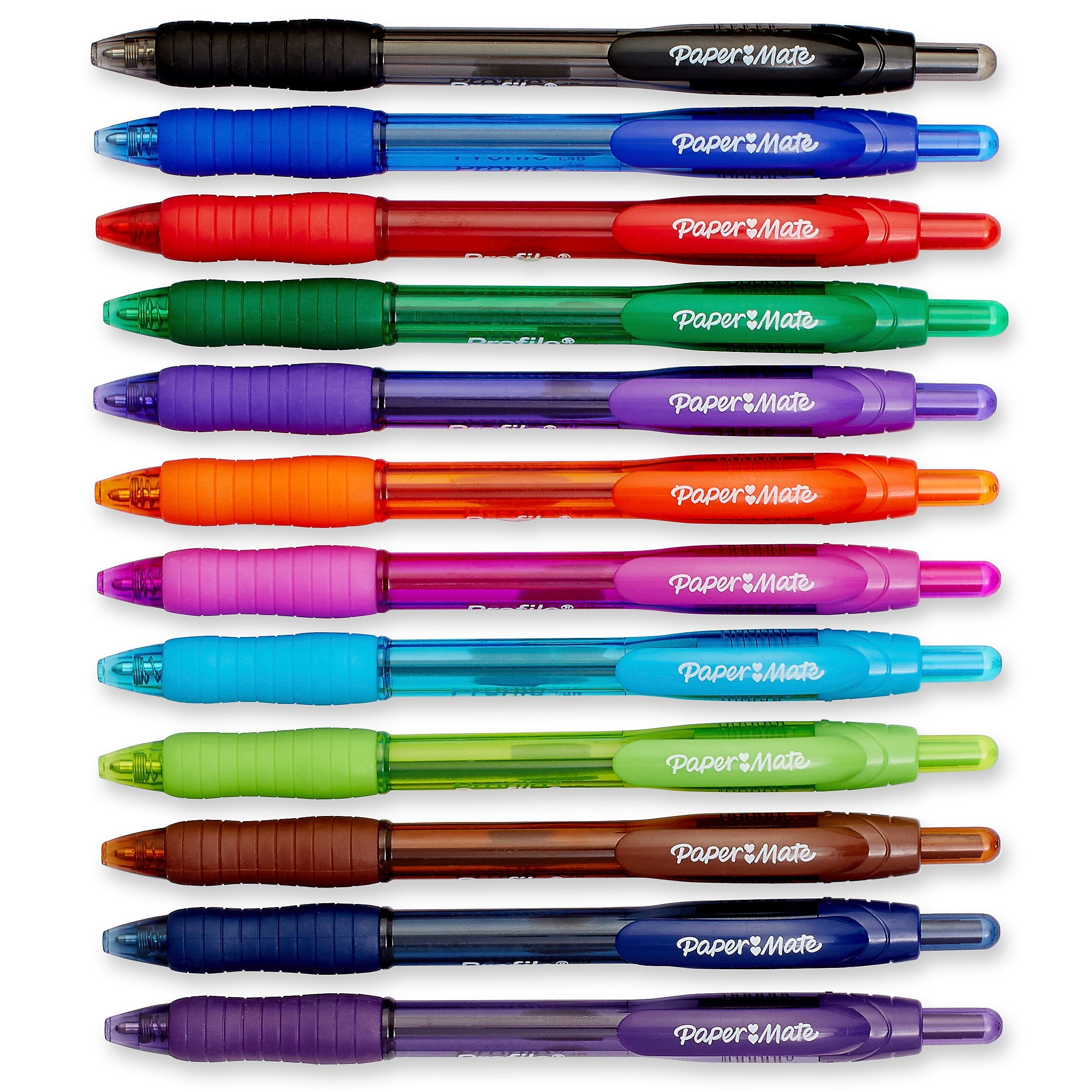 Paper Mate Profile Retractable Ballpoint Pen, Bold Point, Assorted Ink, Dozen