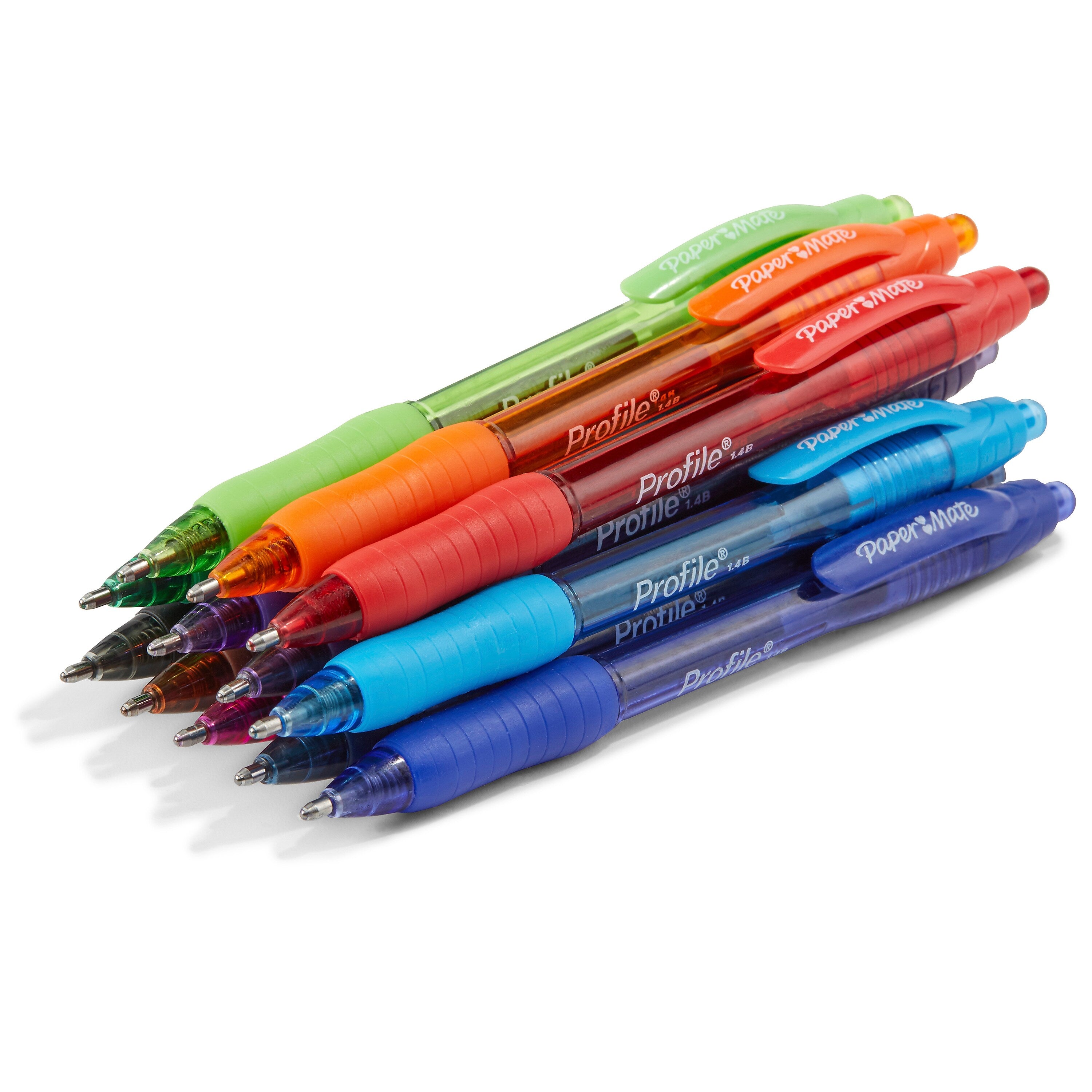 Paper Mate Profile Retractable Ballpoint Pen, Bold Point, Assorted Ink, Dozen