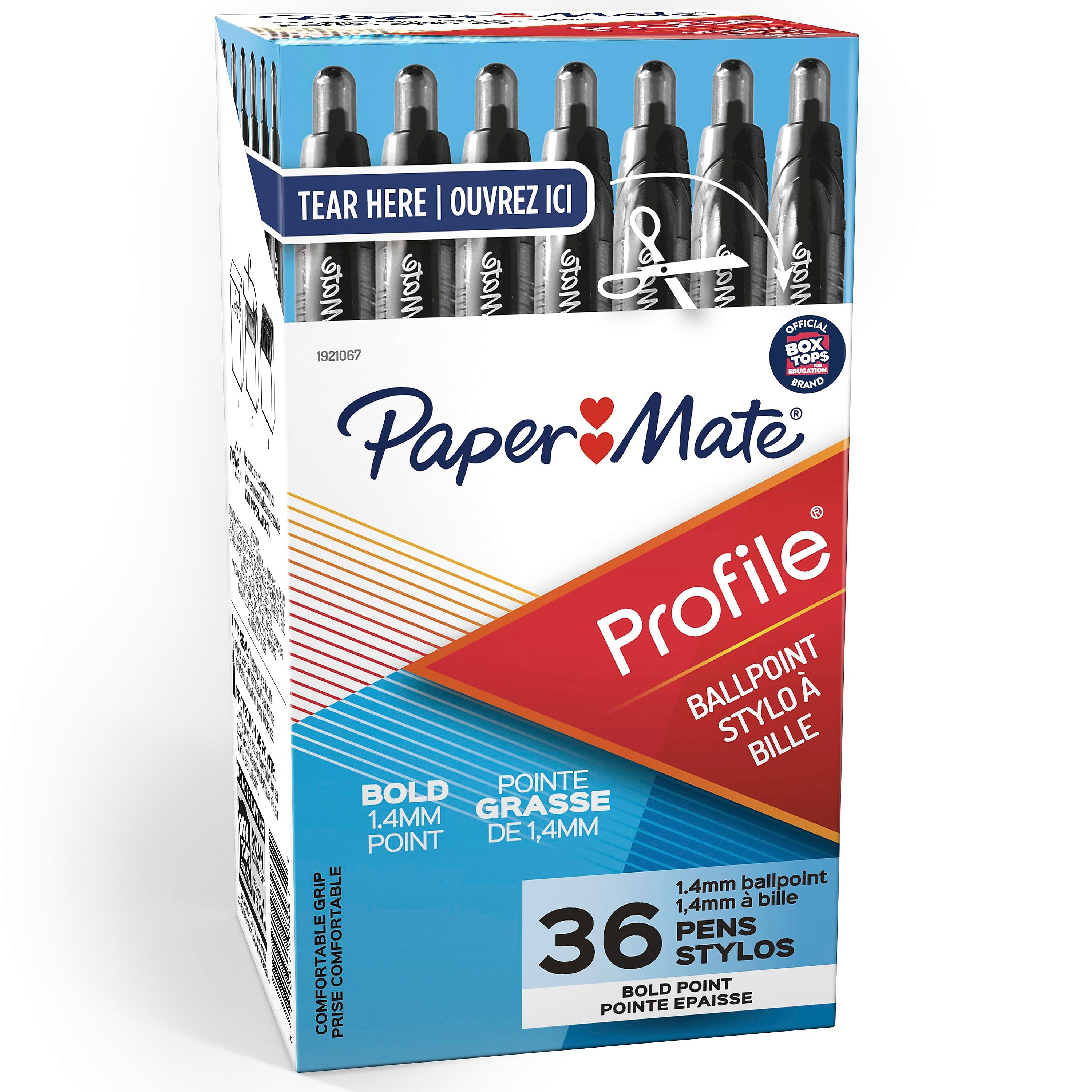 Paper Mate Profile Retractable Ballpoint Pen, Bold Point, Black Ink, 36/Pack