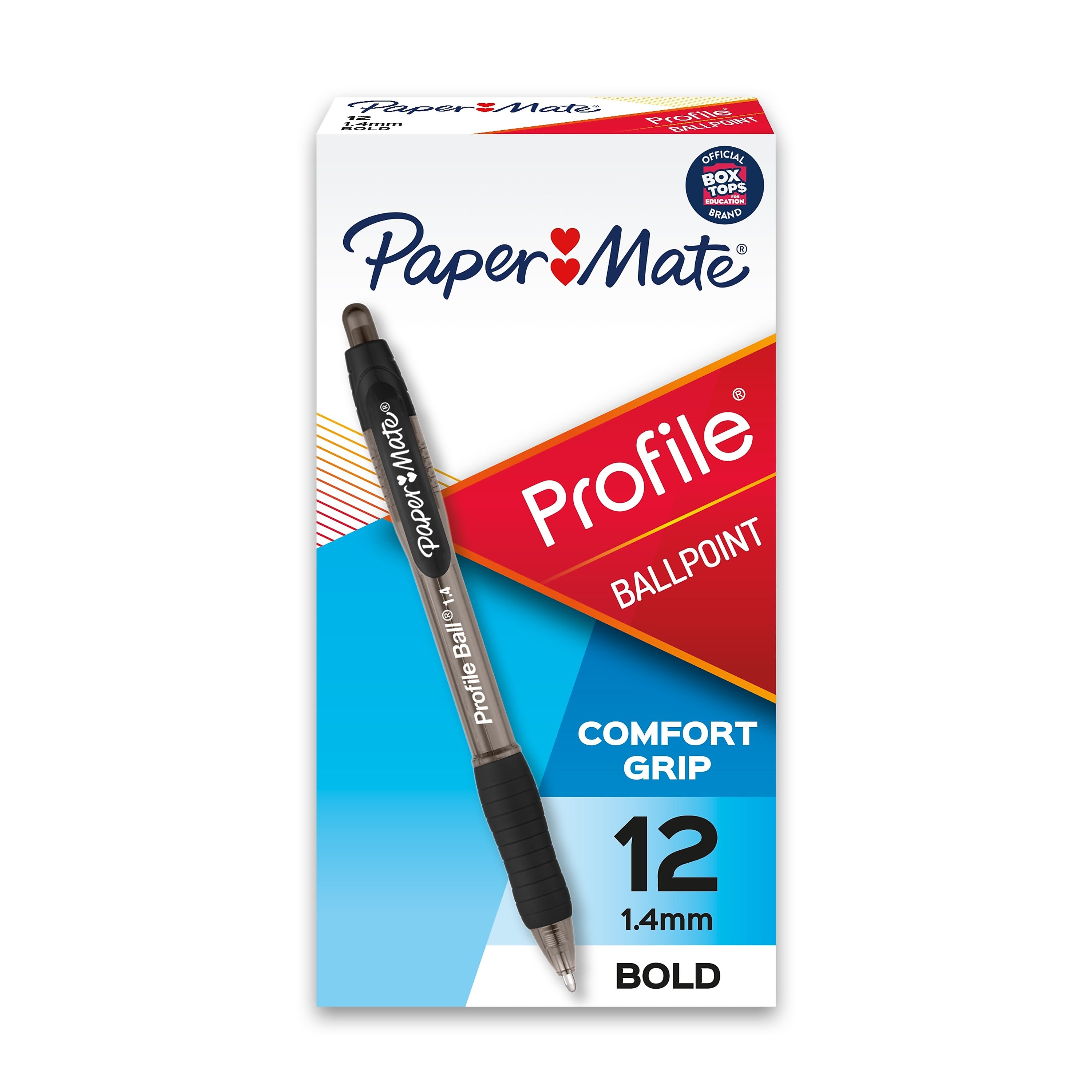 Paper Mate Profile Retractable Ballpoint Pen, Bold Point, Black Ink, Dozen