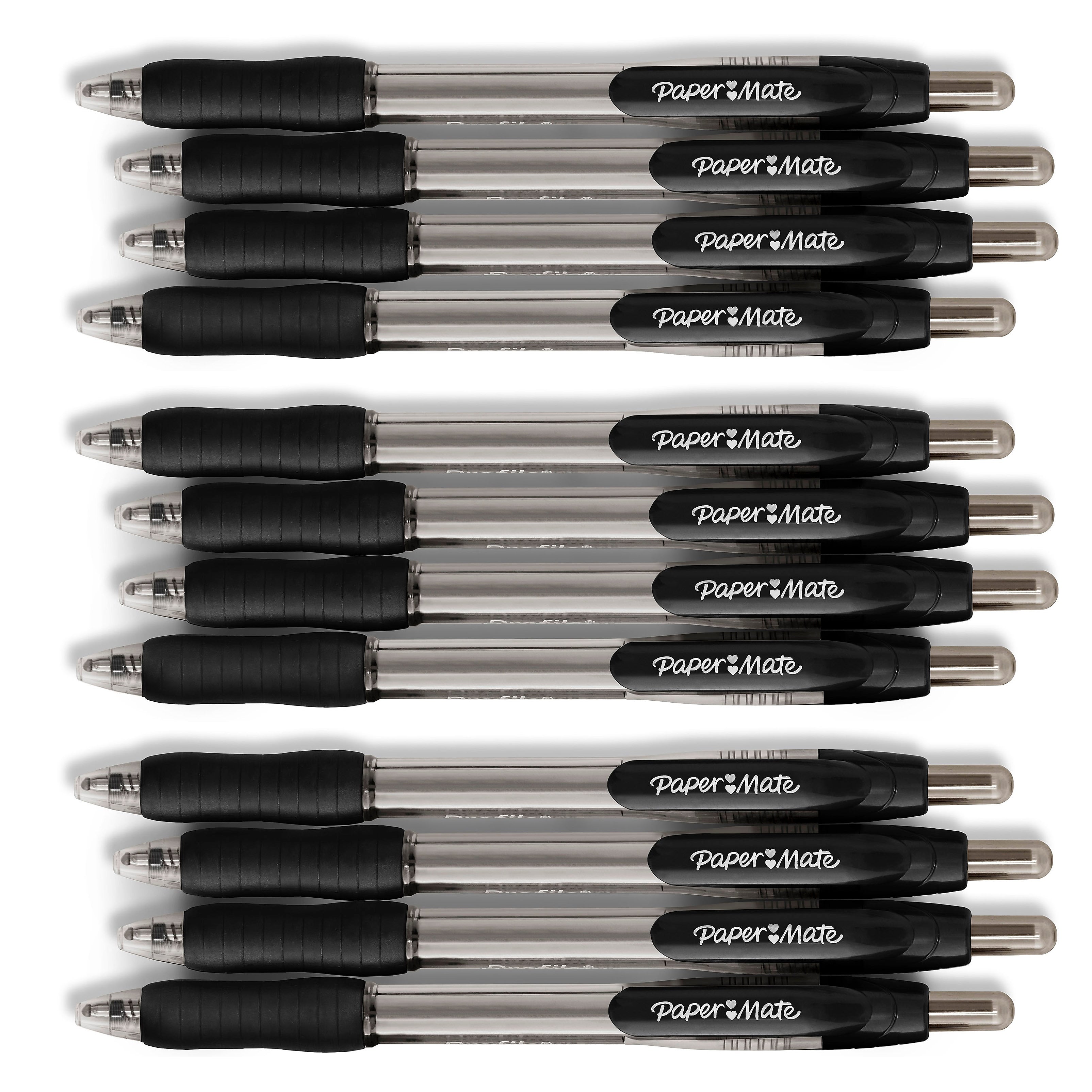 Paper Mate Profile Retractable Ballpoint Pen, Bold Point, Black Ink, Dozen