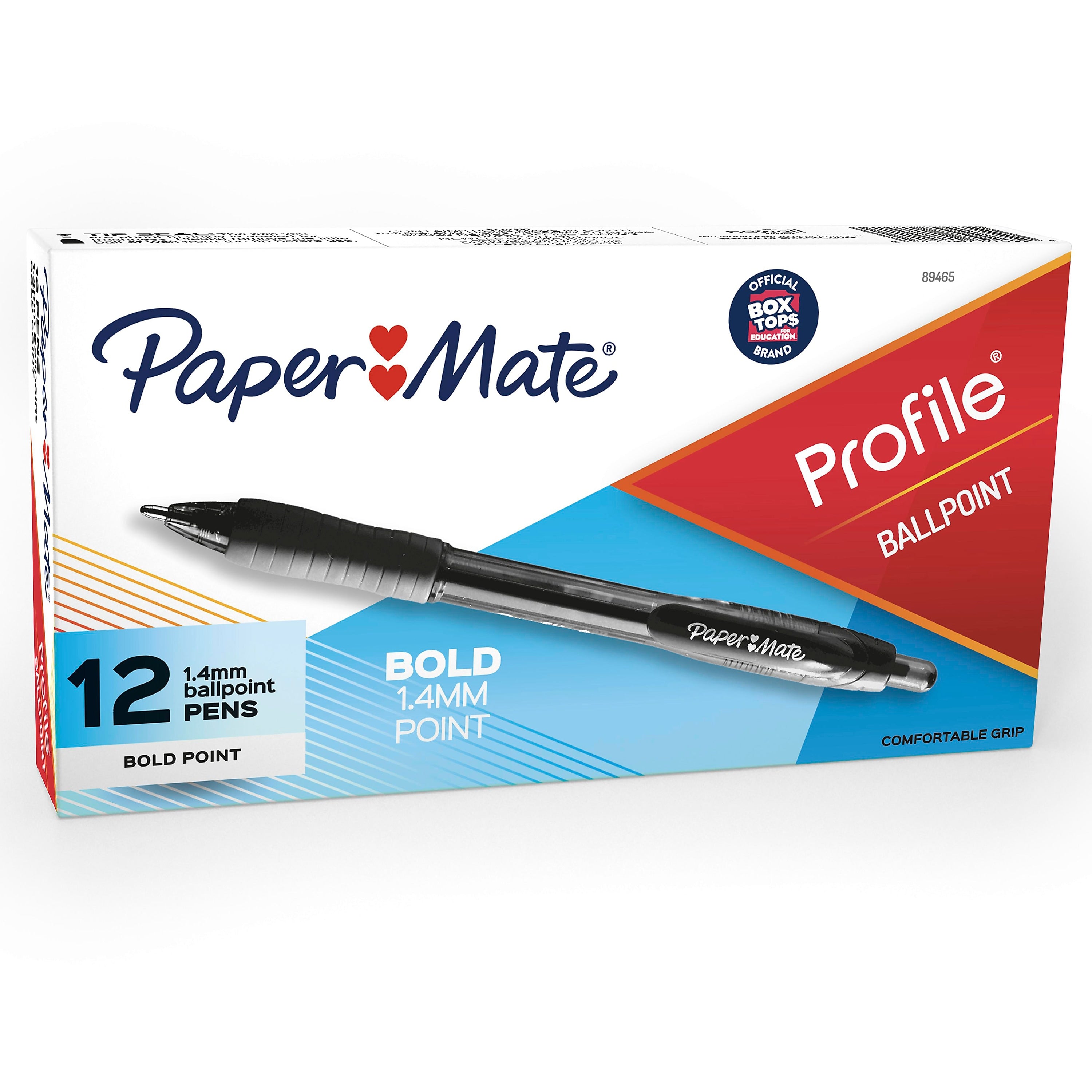 Paper Mate Profile Retractable Ballpoint Pen, Bold Point, Black Ink, Dozen