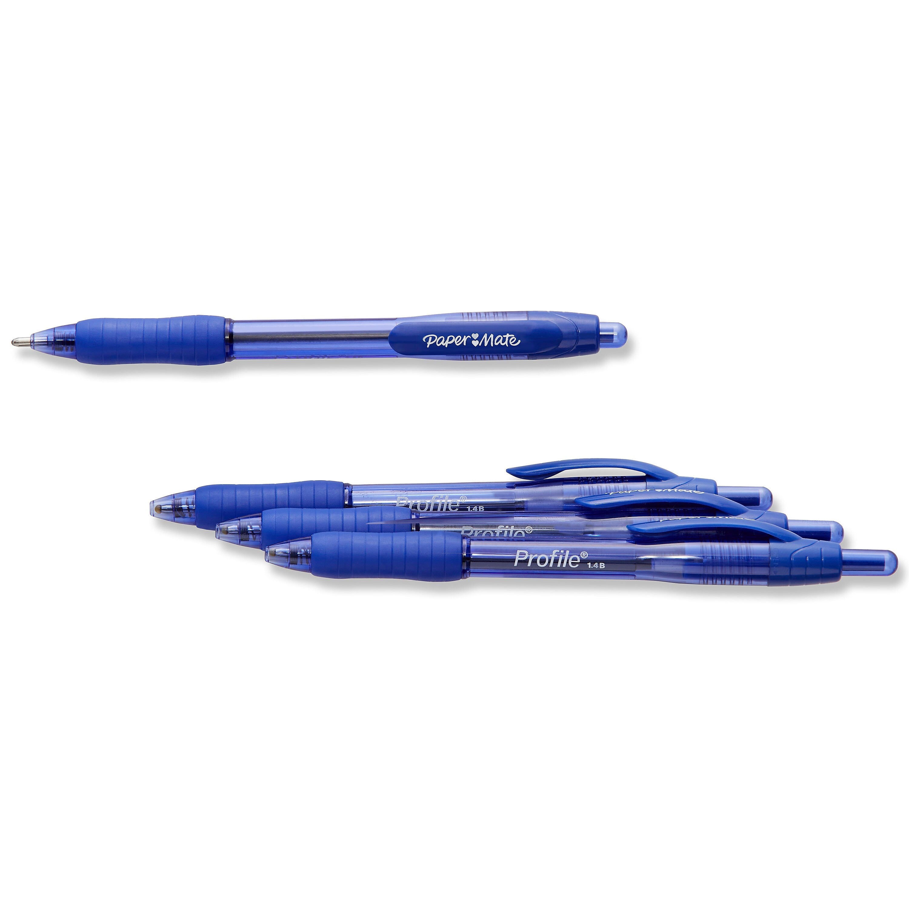 Paper Mate Profile Retractable Ballpoint Pen, Bold Point, Blue Ink, 4/Pack