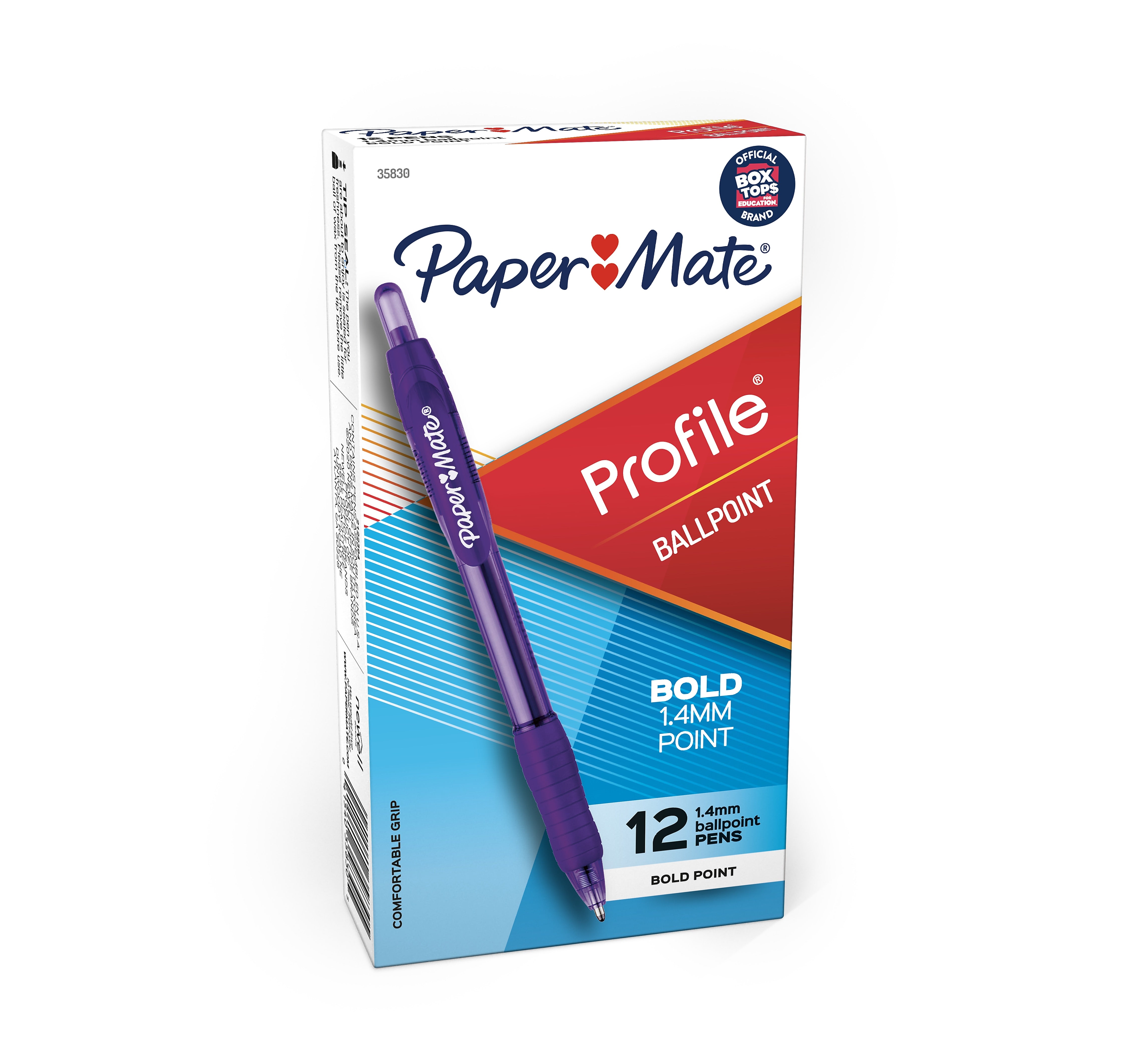 Paper Mate Profile Retractable Ballpoint Pen, Bold Point, Purple Ink, Dozen