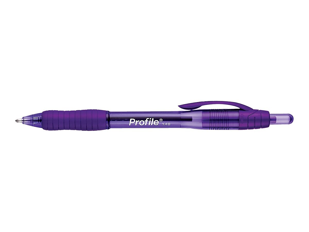 Paper Mate Profile Retractable Ballpoint Pen, Bold Point, Purple Ink, Dozen