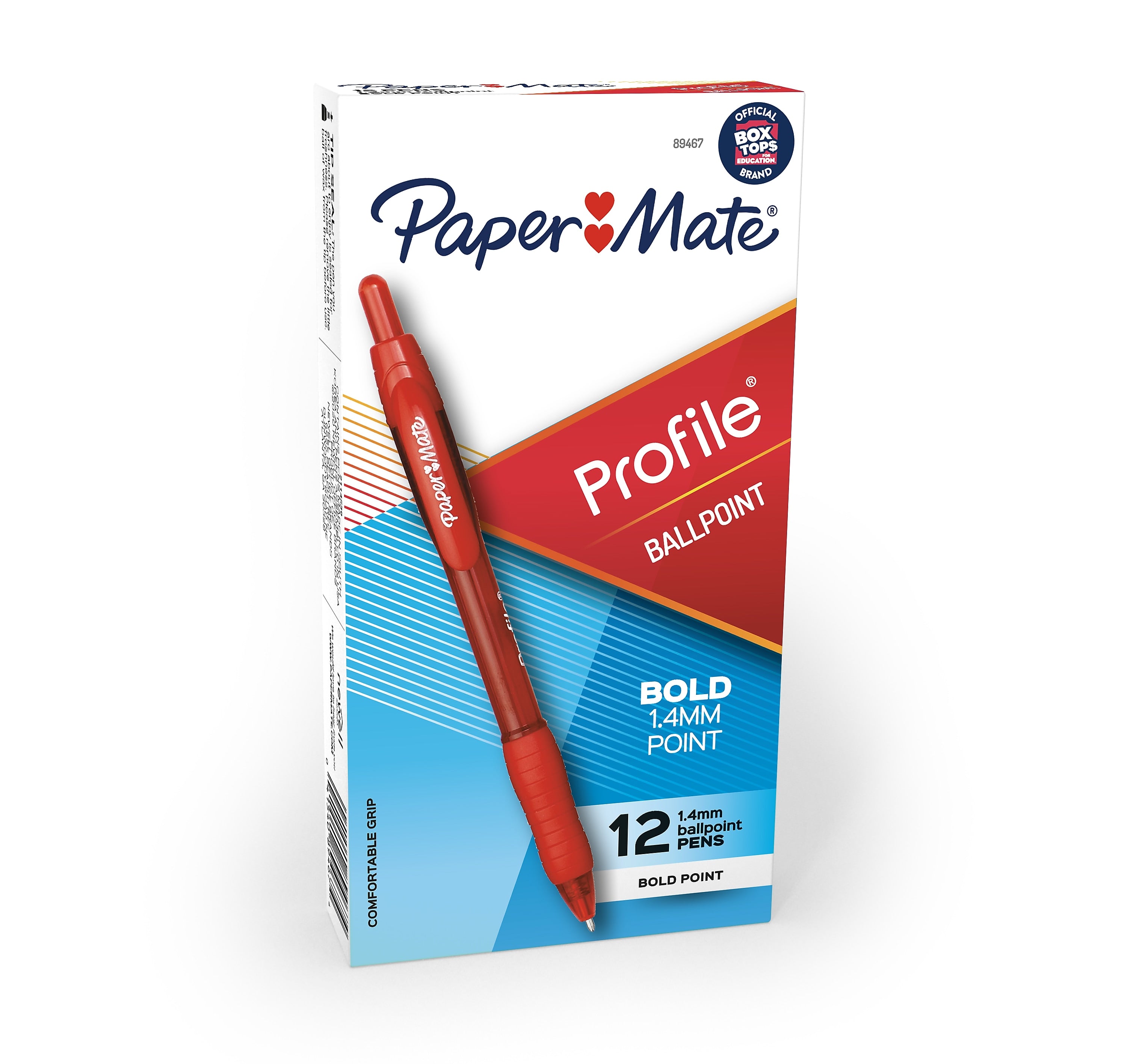 Paper Mate Profile Retractable Ballpoint Pen, Bold Point, Red Ink, Dozen