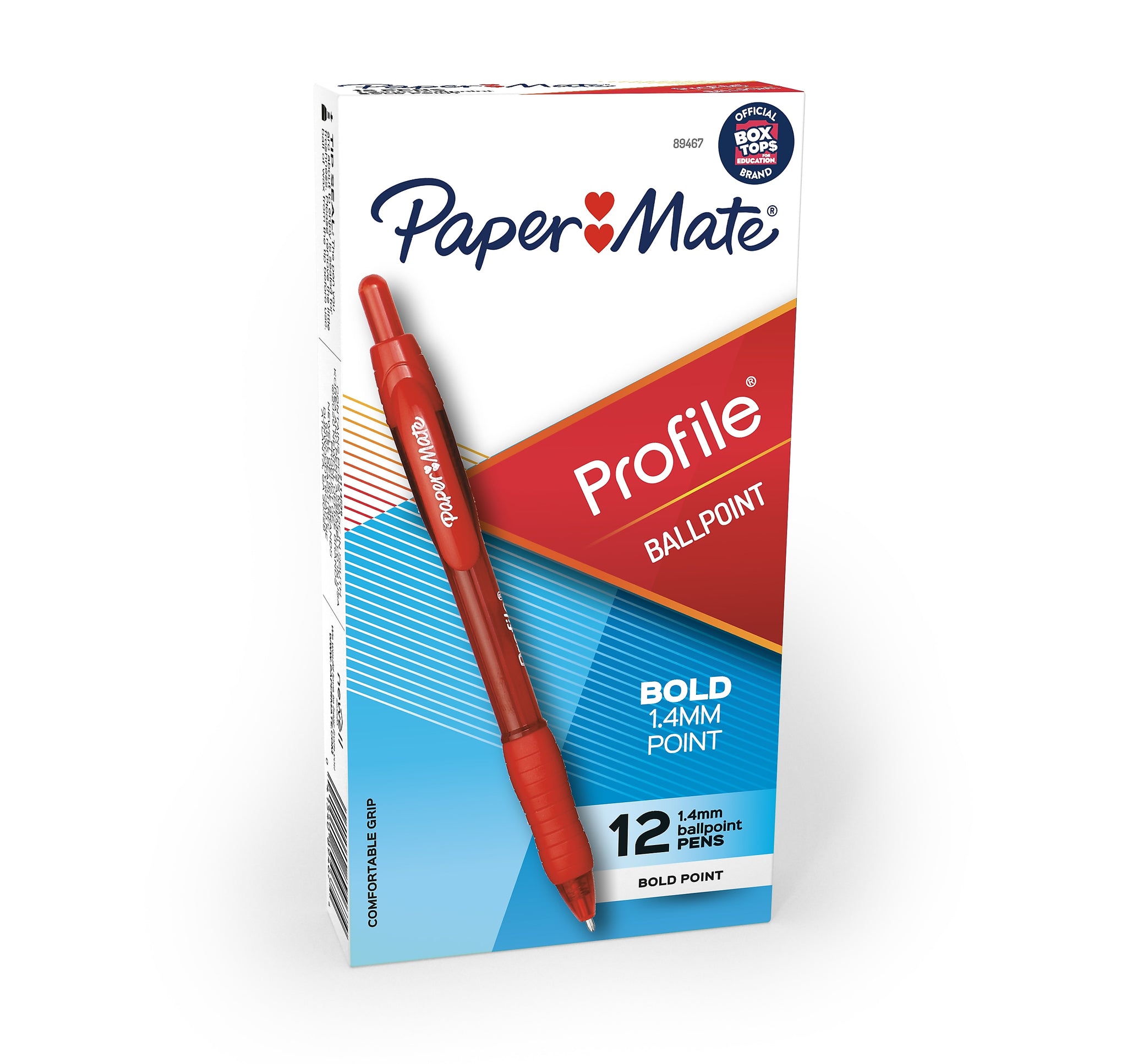Paper Mate Profile Retractable Ballpoint Pen, Bold Point, Red Ink, Dozen