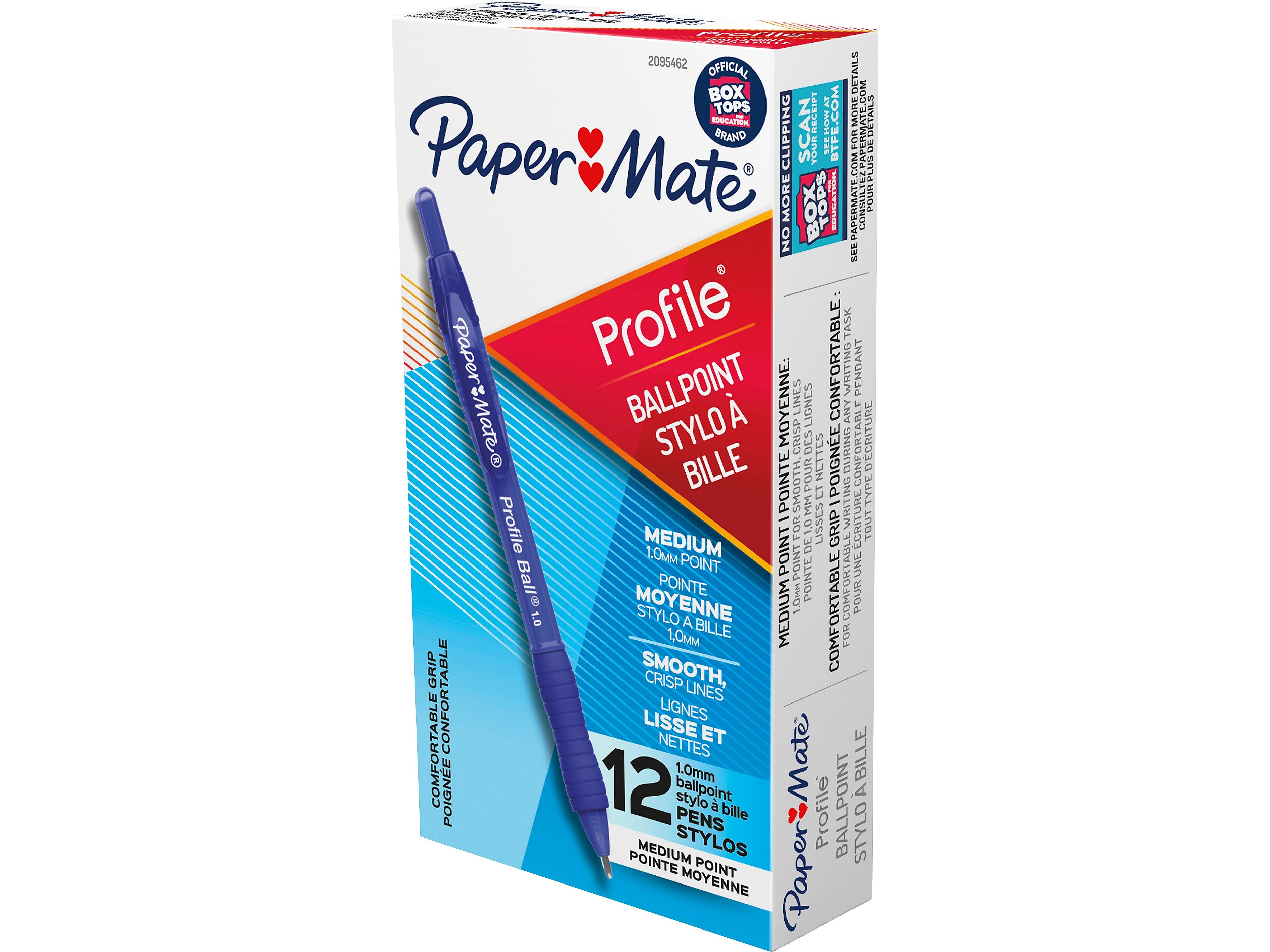 Paper Mate Profile Retractable Ballpoint Pen, Medium Point, Blue Ink, Dozen