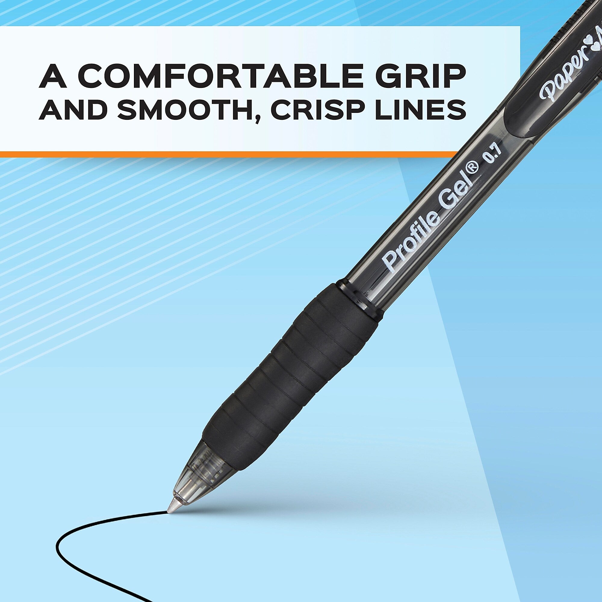 Paper Mate Profile Retractable Gel Pen, Bold Point, Black Ink, Dozen