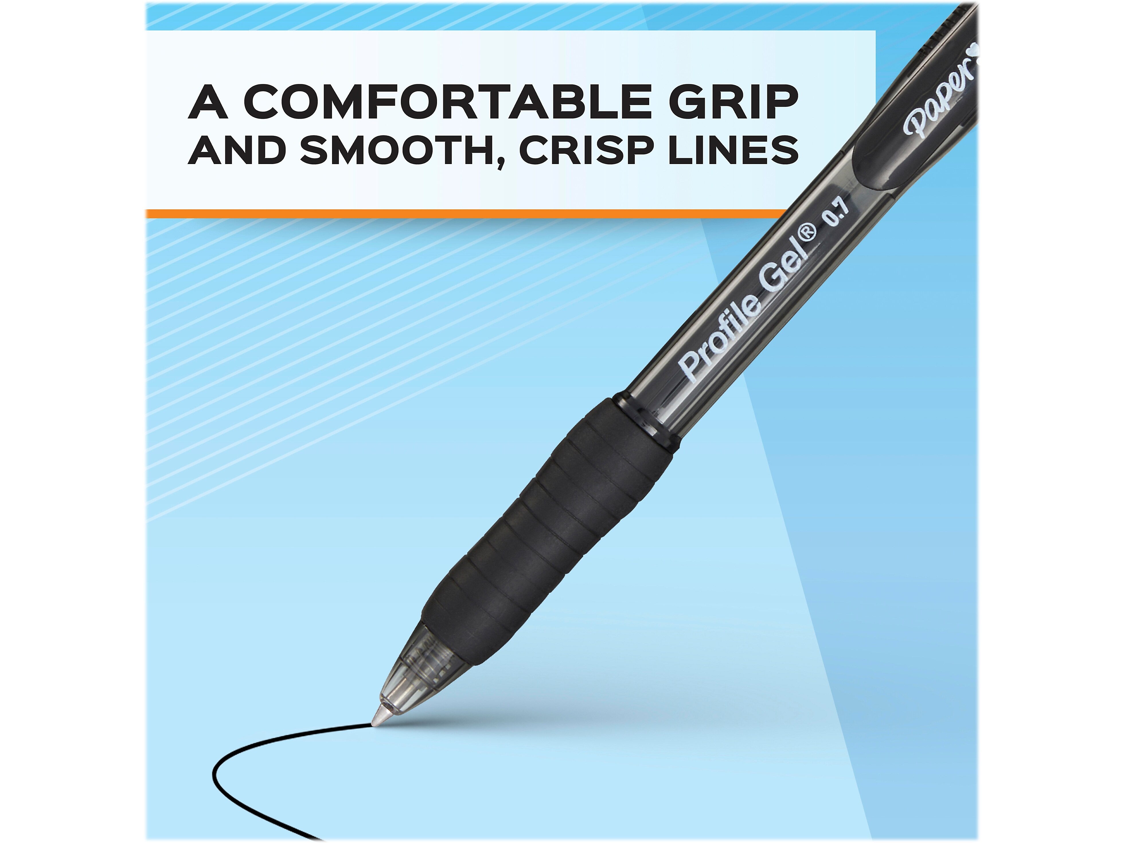 Paper Mate Profile Retractable Gel Pen, Bold Point, Blue Ink, Dozen