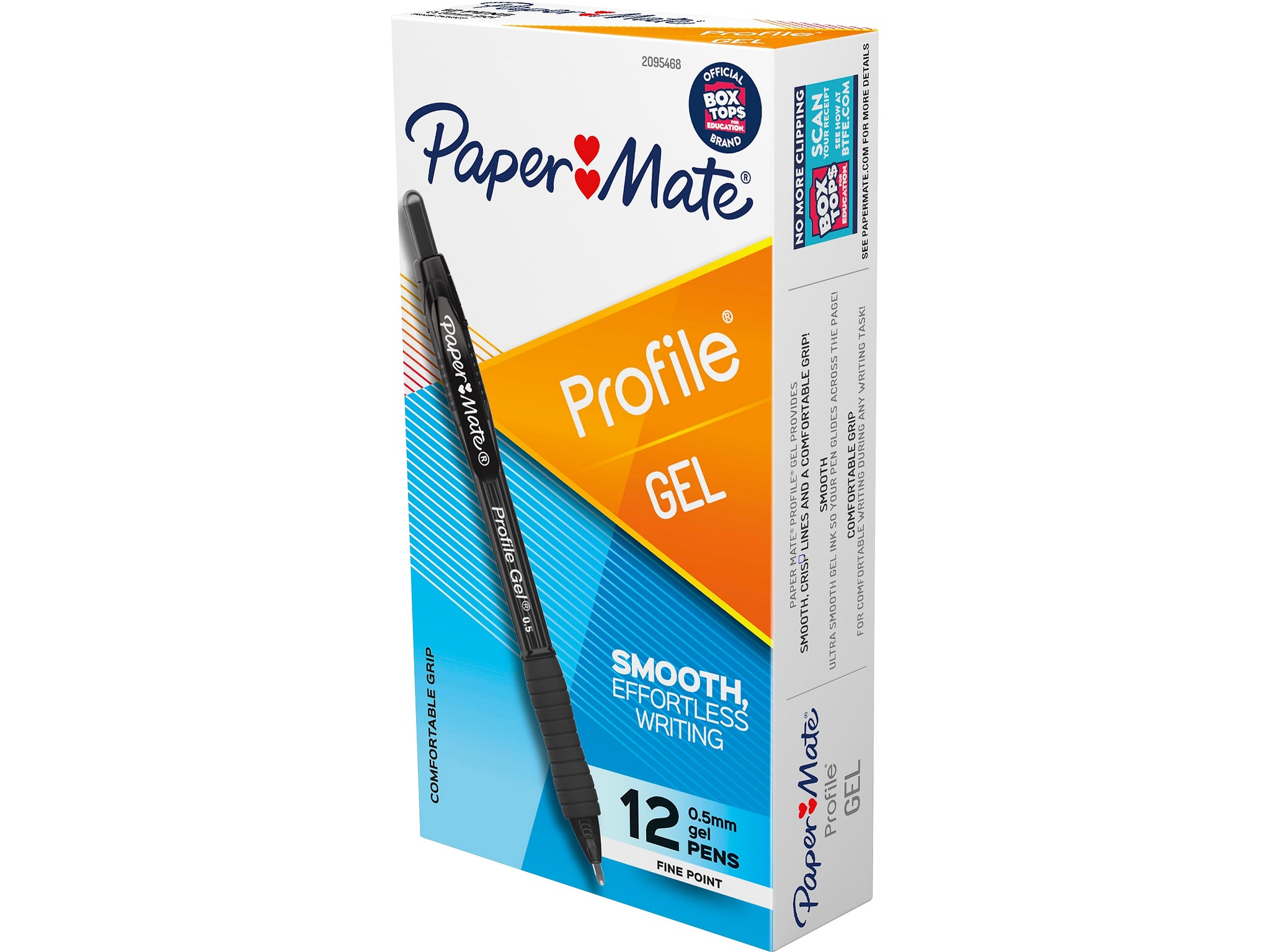 Paper Mate Profile Retractable Gel Pen, Fine Point, Black Ink, Dozen