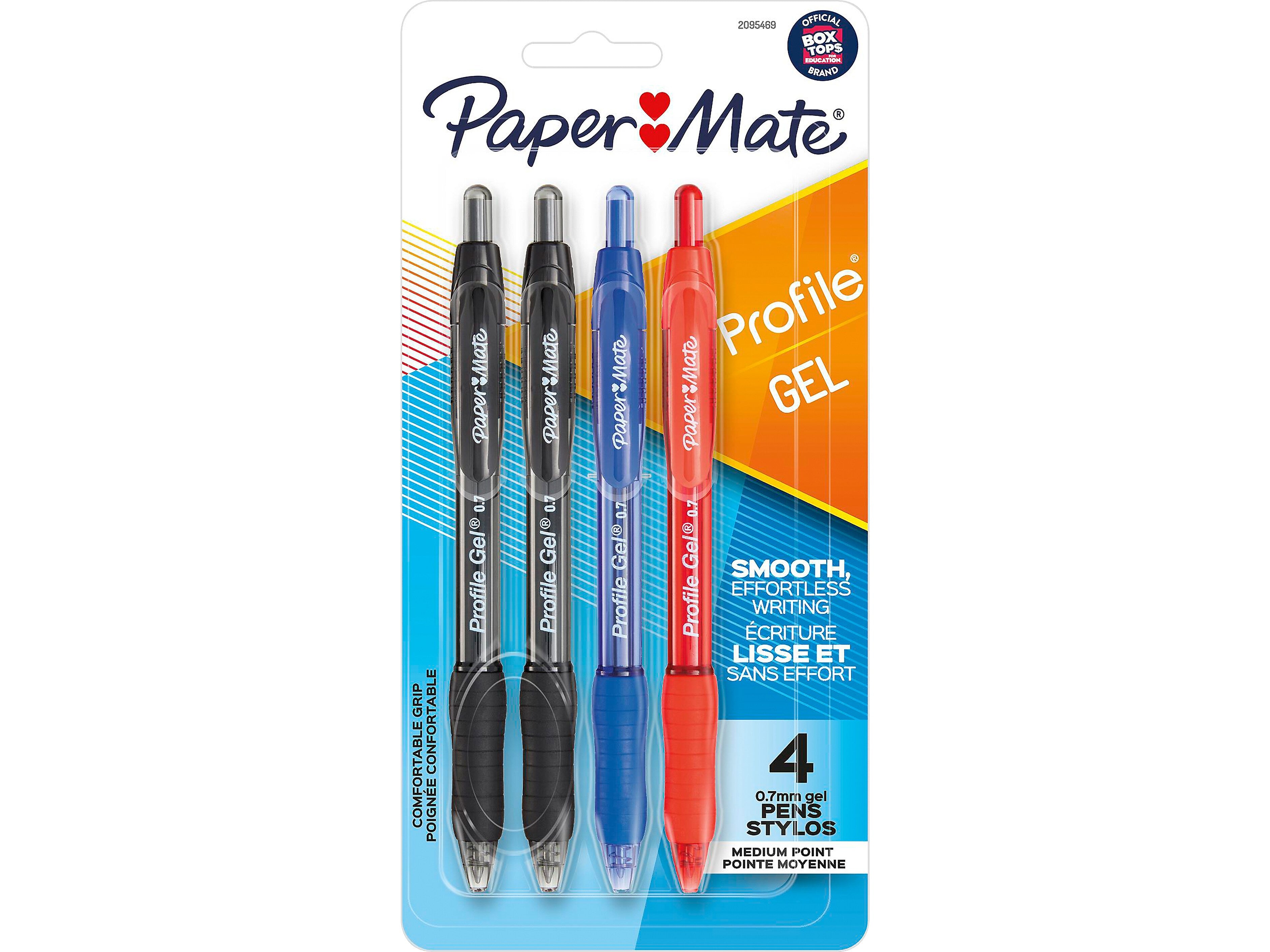 Paper Mate Profile Retractable Gel Pen, Medium Point, Assorted Ink, 4/Pack