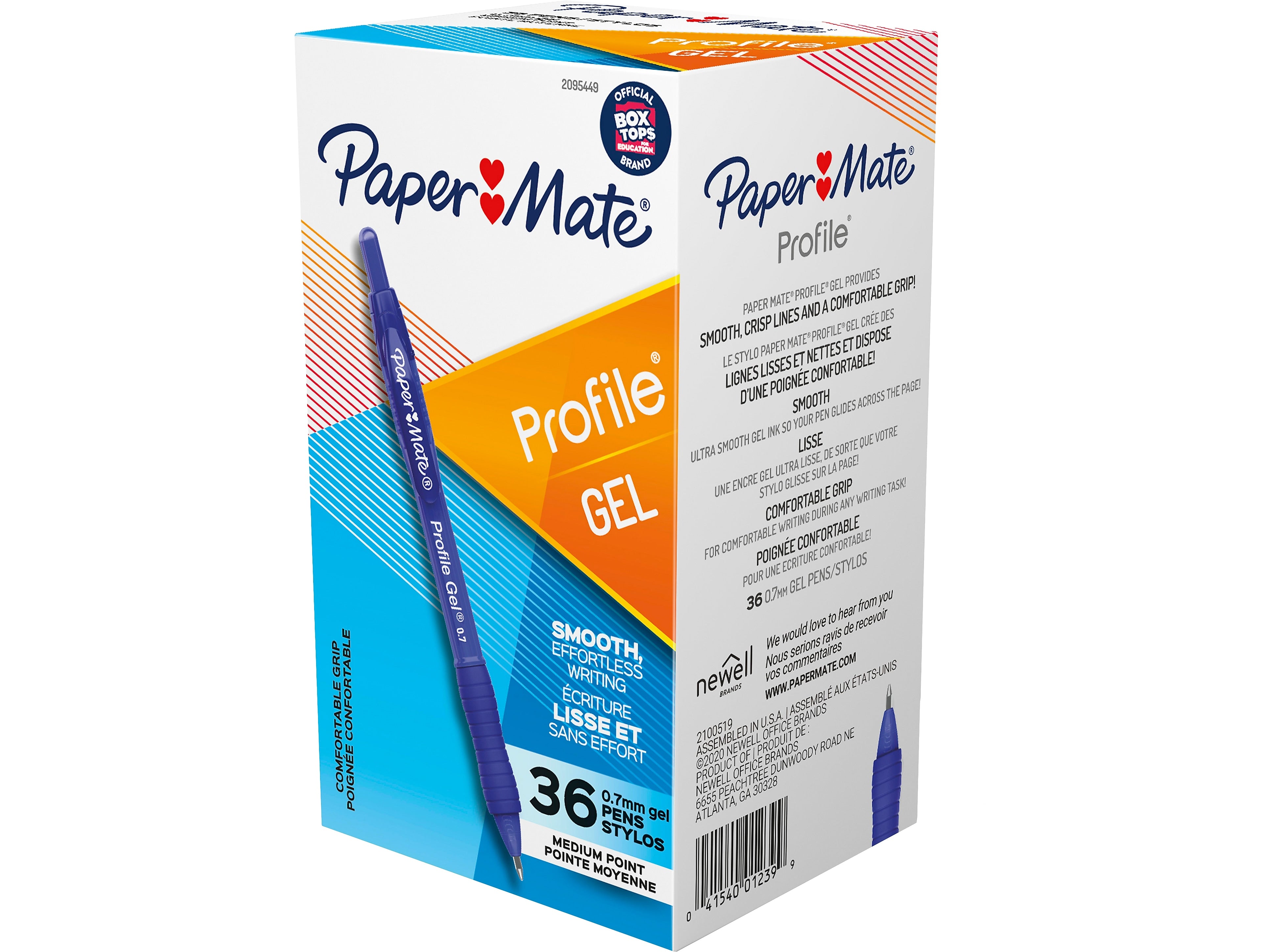 Paper Mate Profile Retractable Gel Pen, Medium Point, Blue Ink, 36/Pack