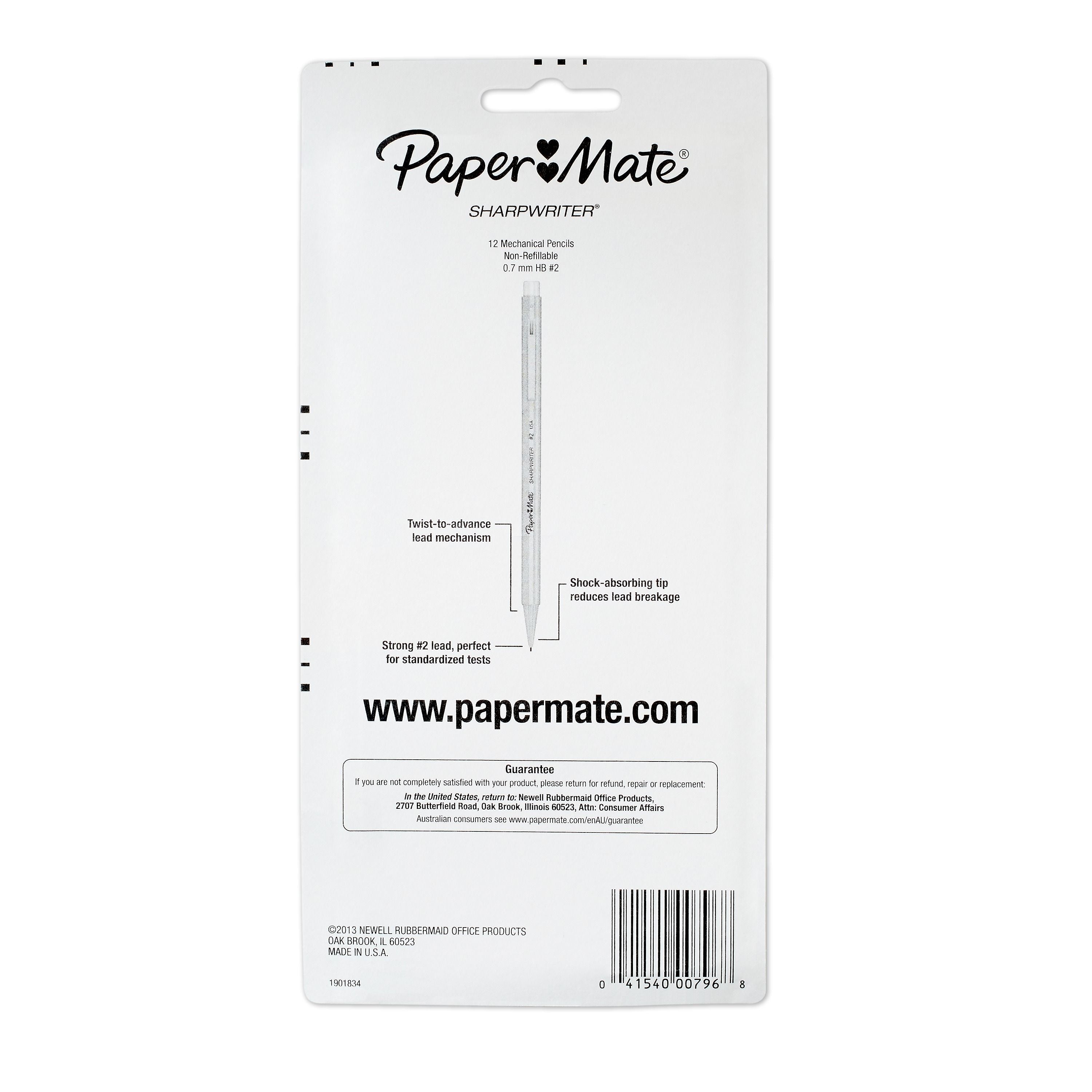 Paper Mate SharpWriter Mechanical Pencil, 0.7mm, #2 Medium Lead, Dozen