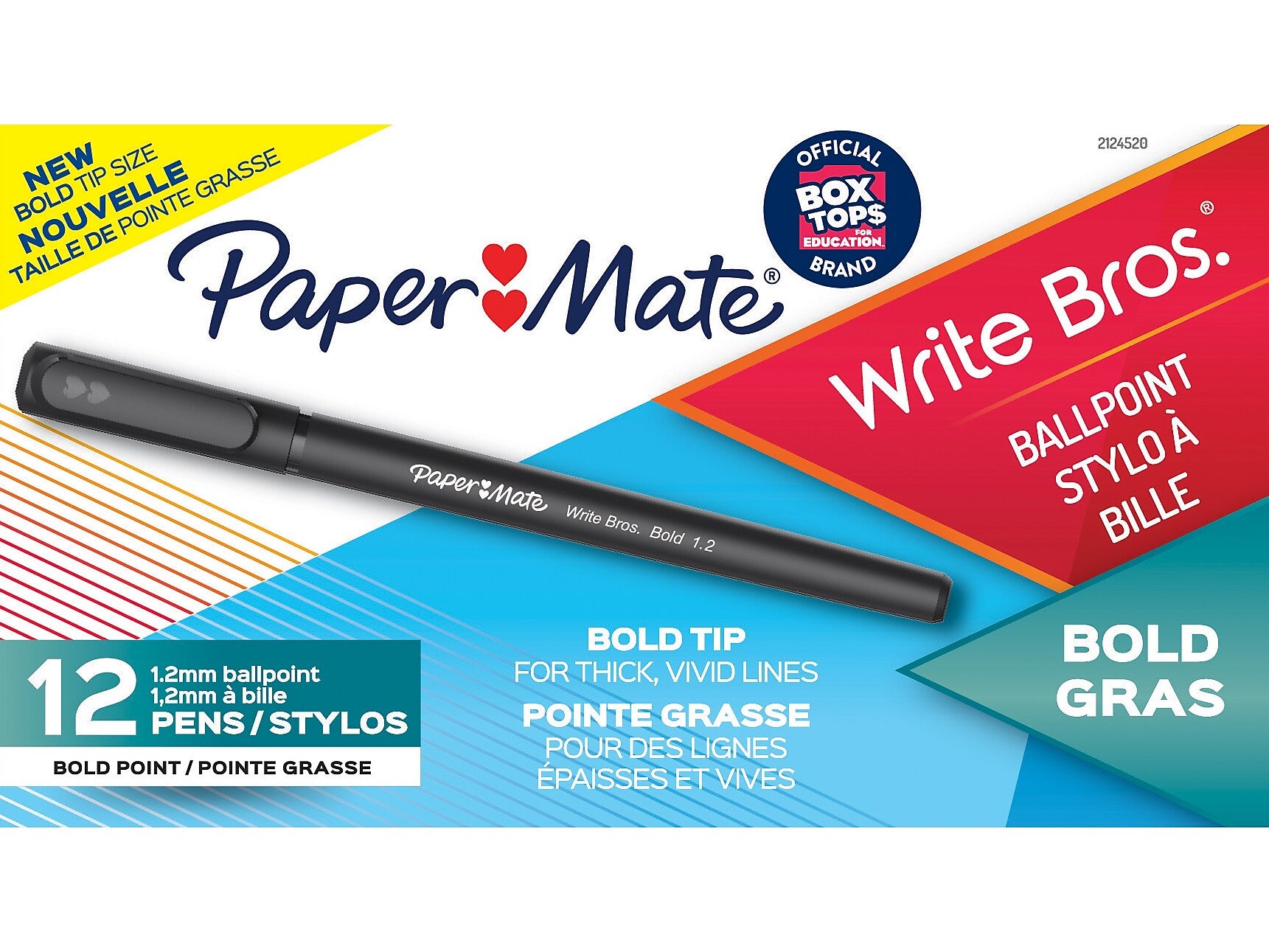 Paper Mate Write Bros. Ballpoint Pen, Bold Point, Black Ink, Dozen