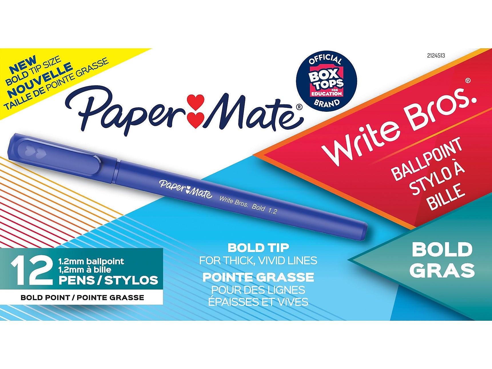 Paper Mate Write Bros. Ballpoint Pen, Bold Point, Blue Ink, Dozen