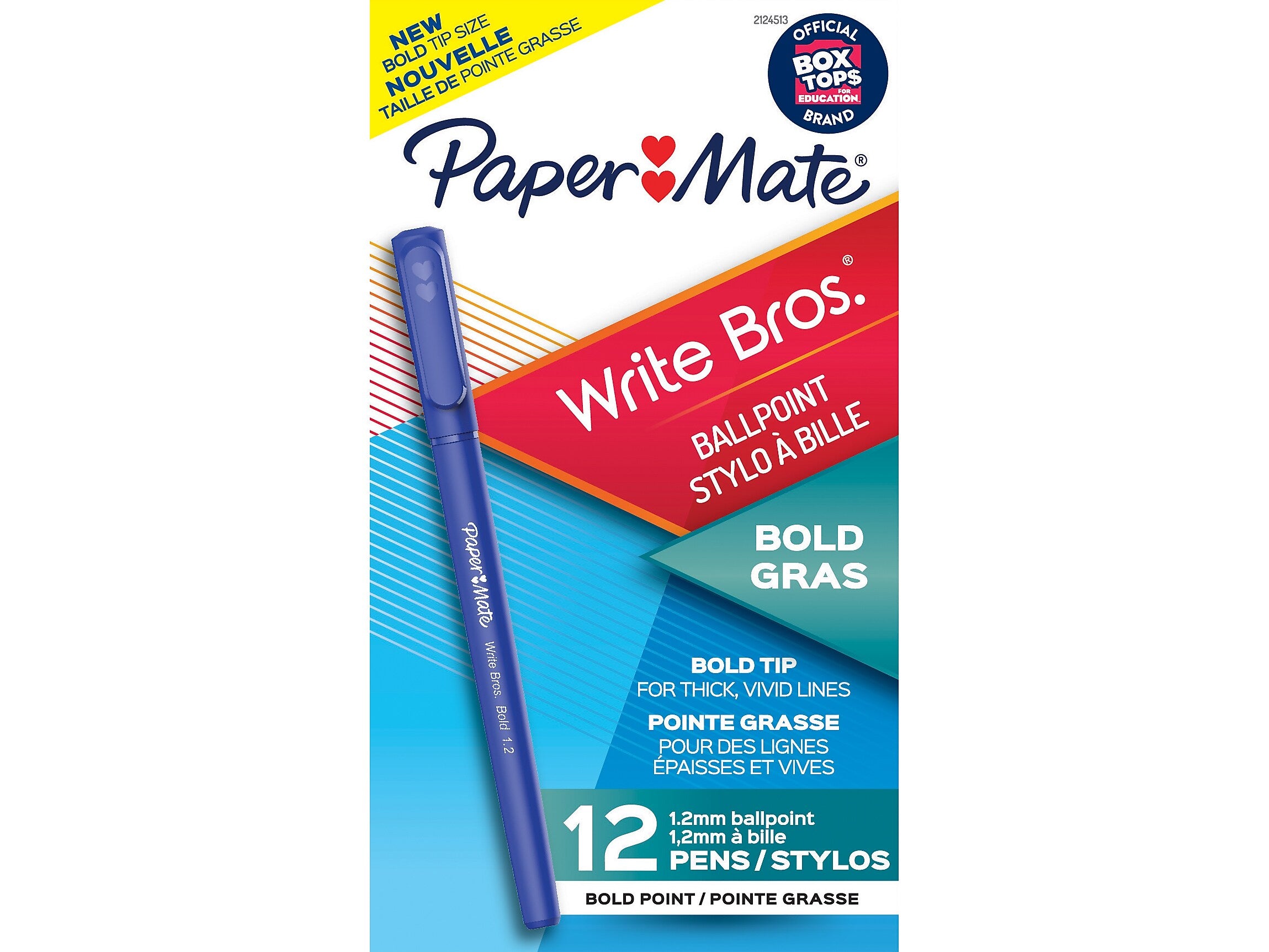 Paper Mate Write Bros. Ballpoint Pen, Bold Point, Blue Ink, Dozen