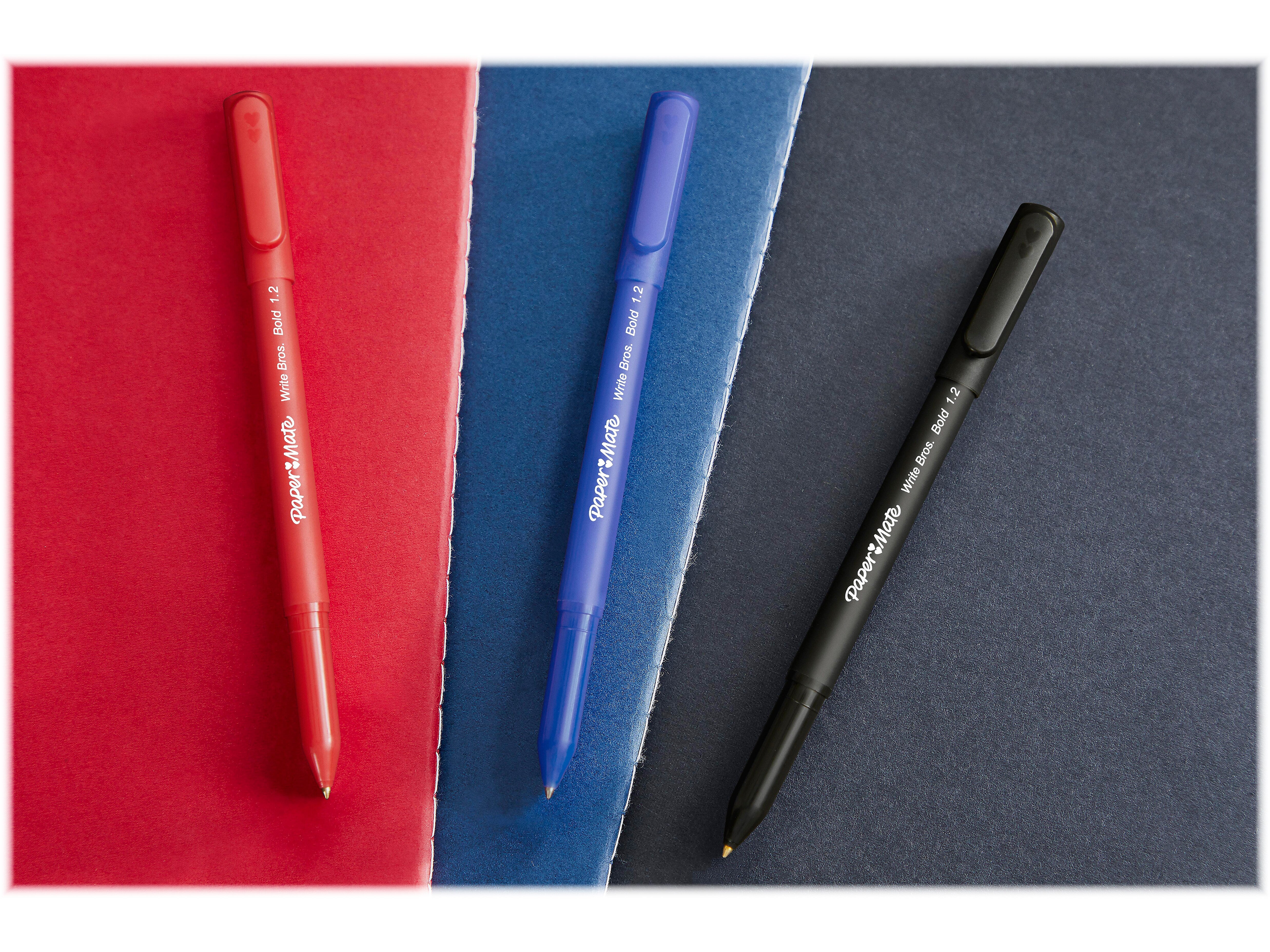 Paper Mate Write Bros. Ballpoint Pen, Bold Point, Blue Ink, Dozen