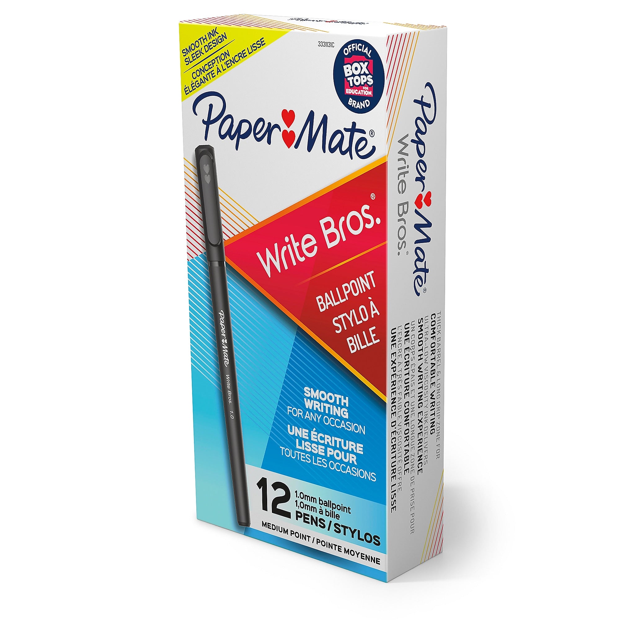 Paper Mate Write Bros. Ballpoint Pen, Medium Point, Black Ink, Dozen