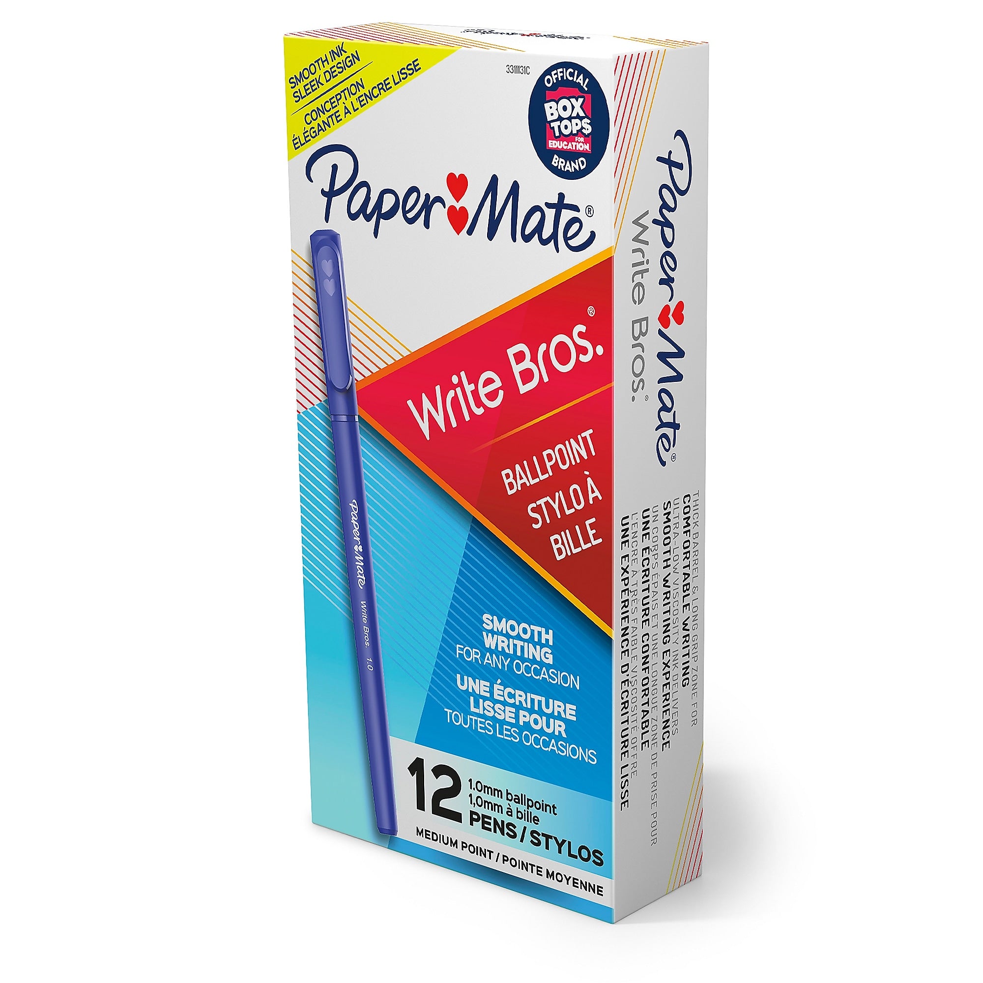 Paper Mate Write Bros. Ballpoint Pen, Medium Point, Blue Ink, Dozen