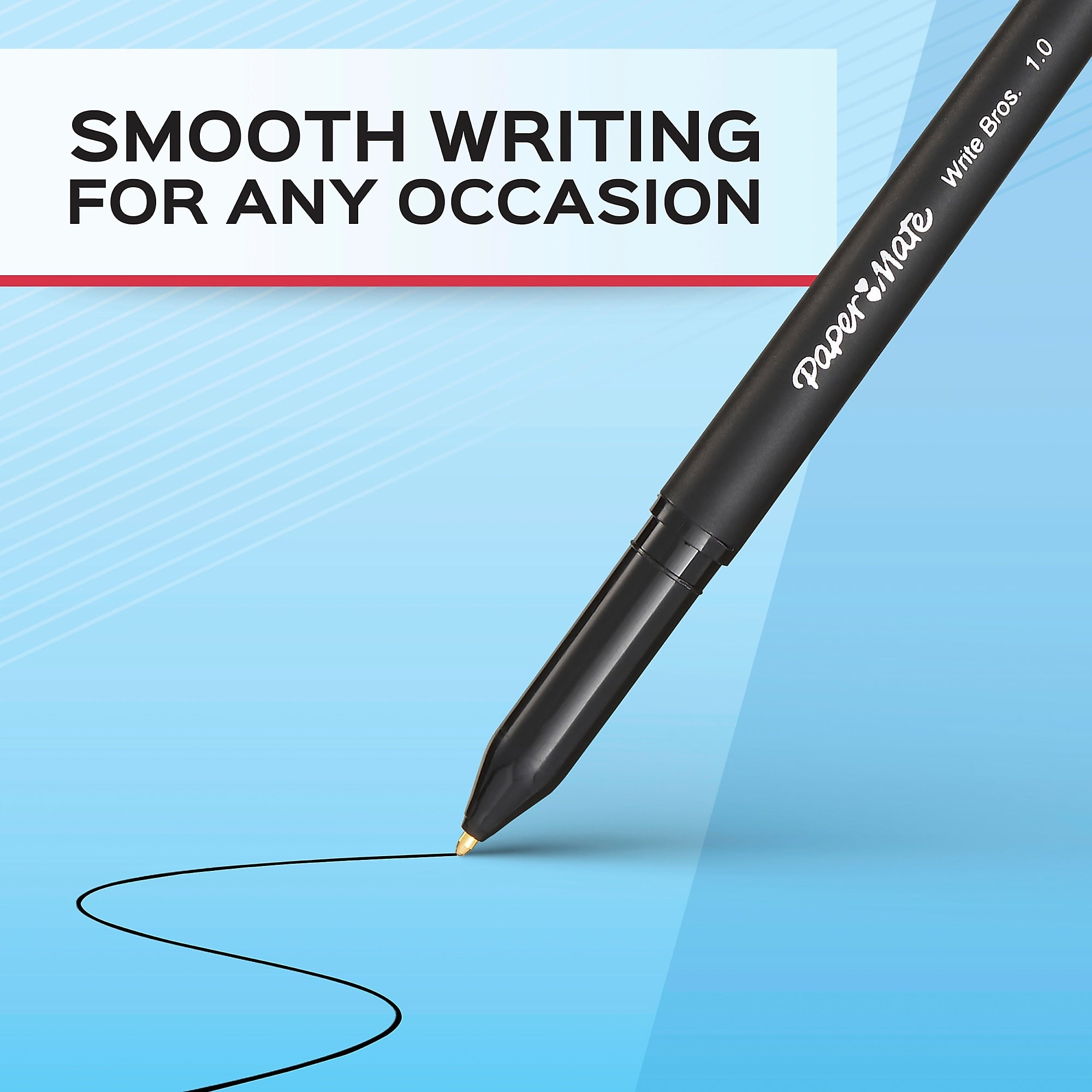 Paper Mate Write Bros. Ballpoint Pen, Medium Point, Blue Ink, Dozen
